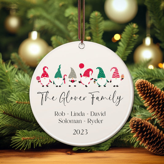 Personalized Family Christmas Gnome Ornament