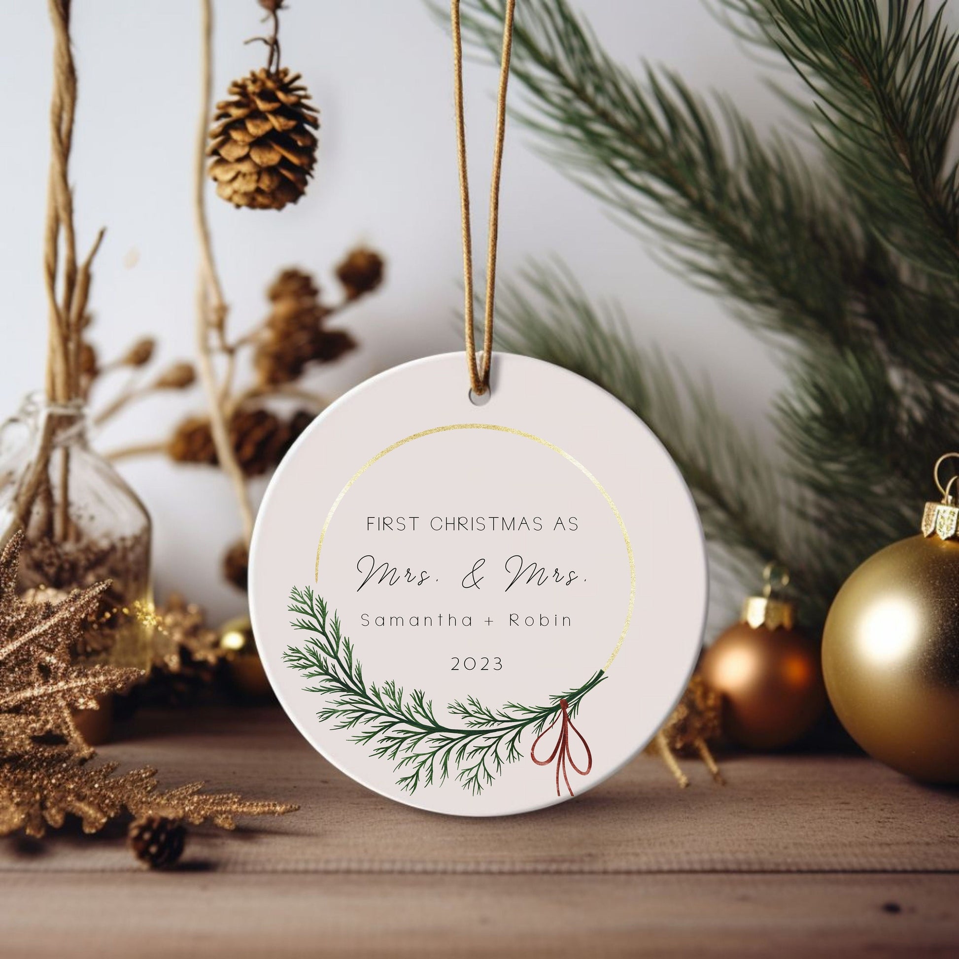 Personalized Mrs Mrs Wedding Ornament