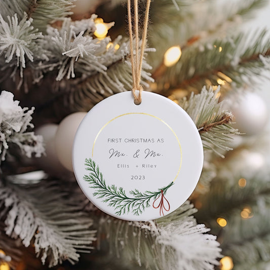 Personalized Nonbinary Mx Mx Wedding Ornament