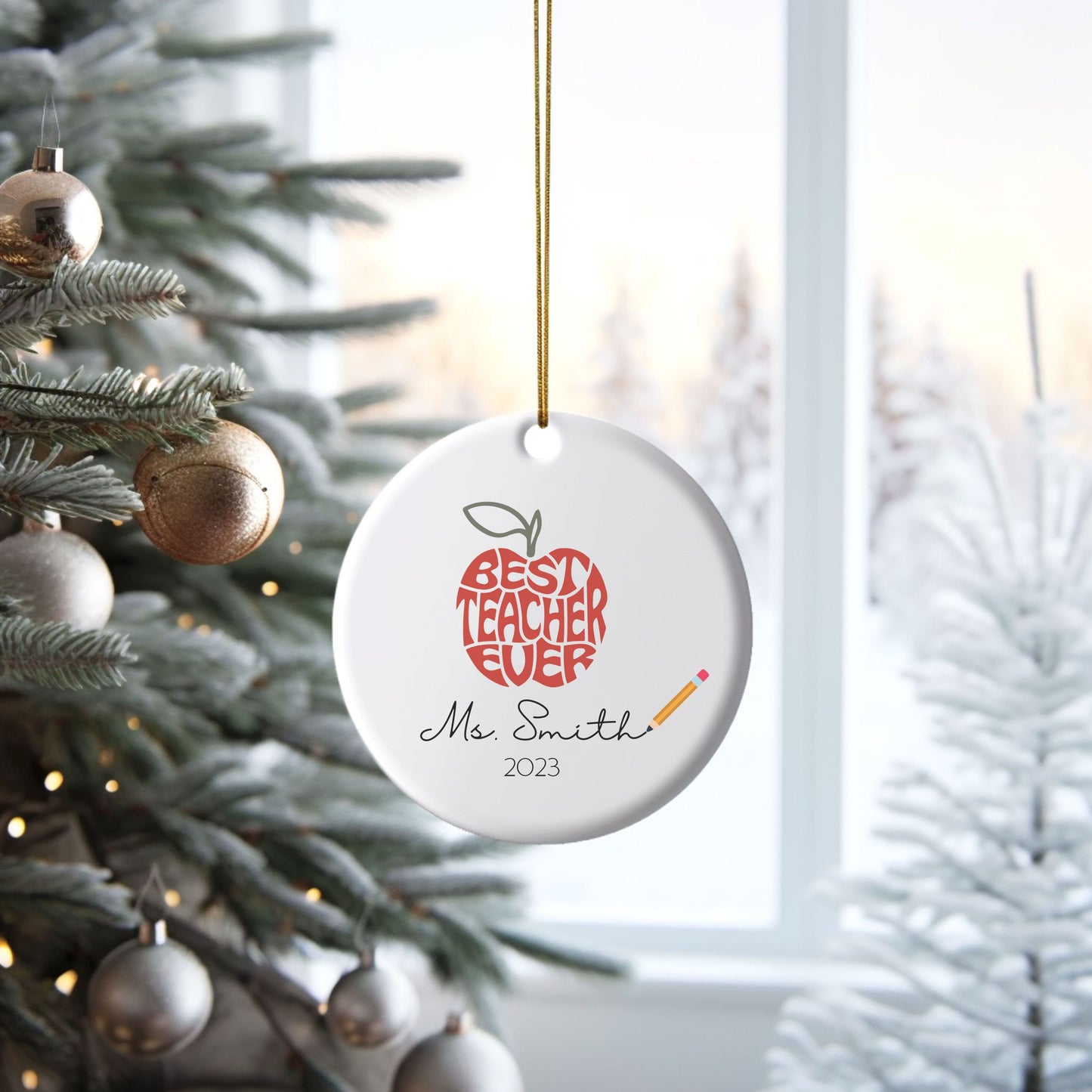 Personalized Teacher's Apple Ornament