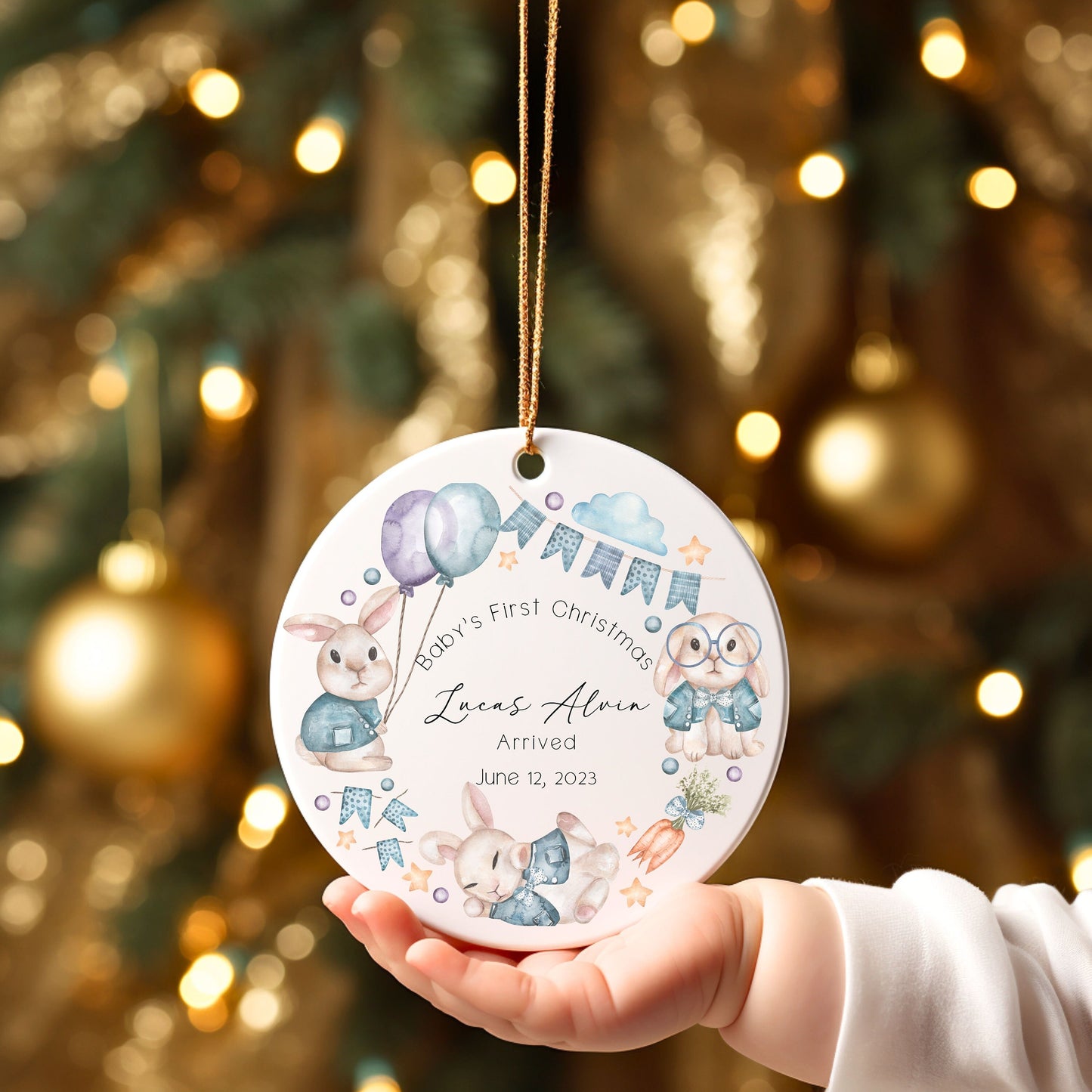 New Baby Boy Bunny Ornament