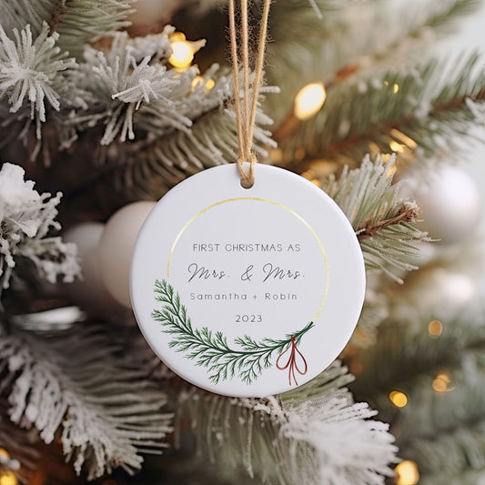 Personalized Mrs Mrs Wedding Ornament