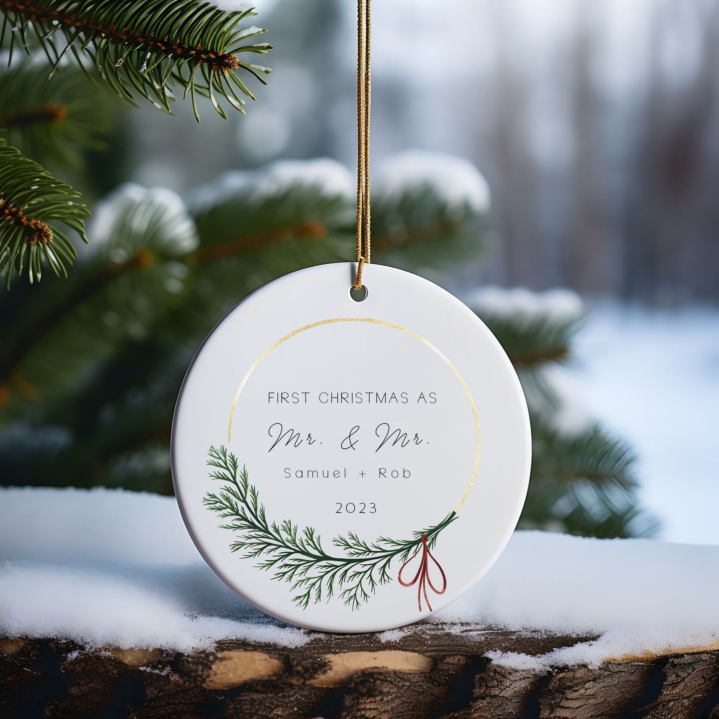 Personalized Wedding Ornament, Mr Mr LGBTQIA+ Christmas Ornament, Wedding Gift, Custom Christmas Ornament, Same Sex Wedding Keepsake