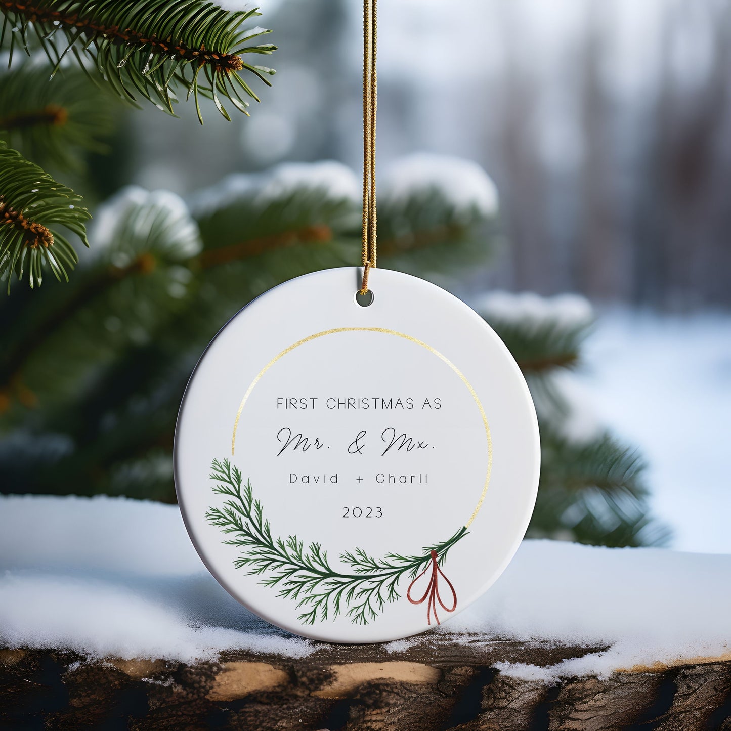 Personalized Wedding Ornament, Nonbinary Wedding LGBTQIA+ Christmas Ornament, Wedding Gift, Custom Christmas Ornament, Same Sex Wedding