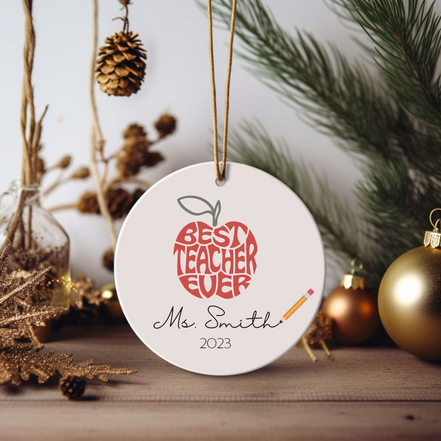 Personalized Teacher's Apple Ornament