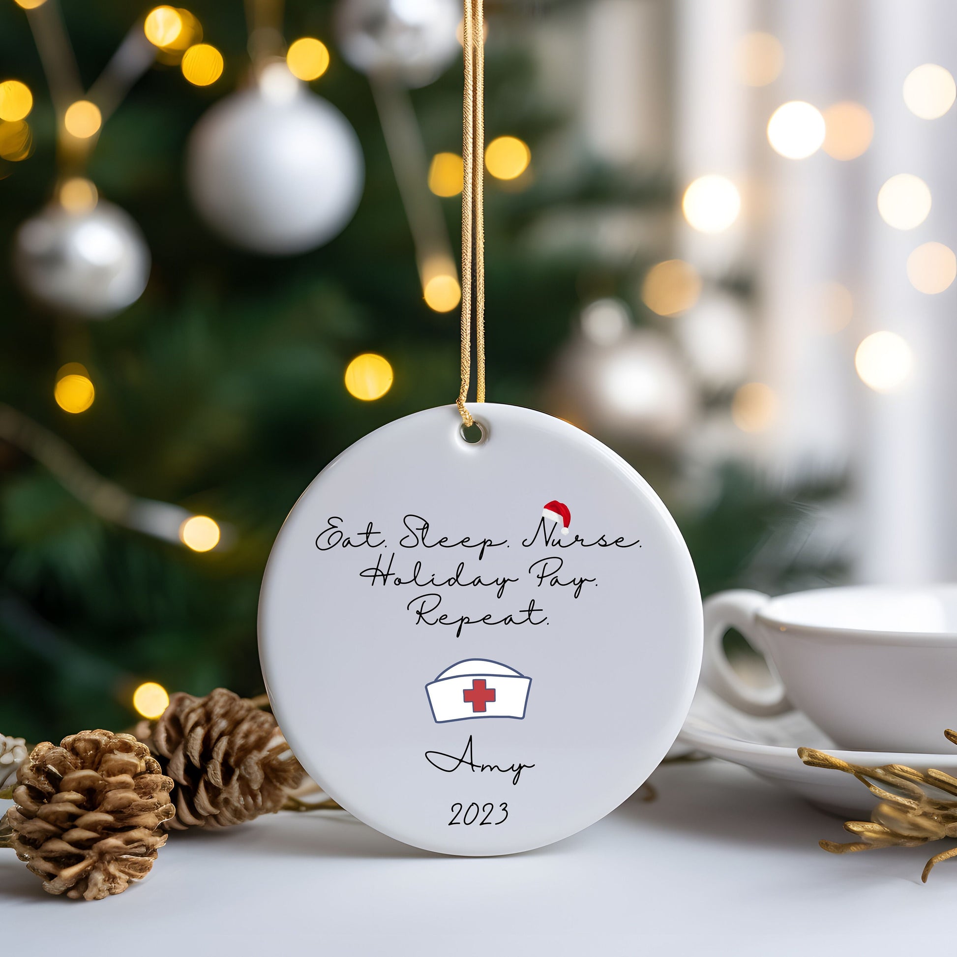 Personalized Eat Sleep Nurse Ornament