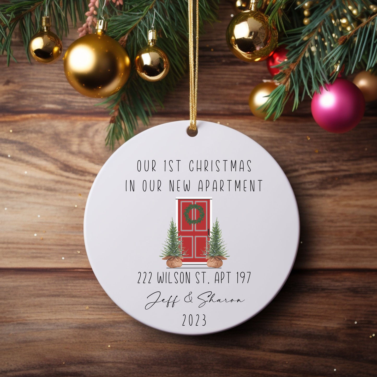 Personalized First Christmas in Apartment Ornament