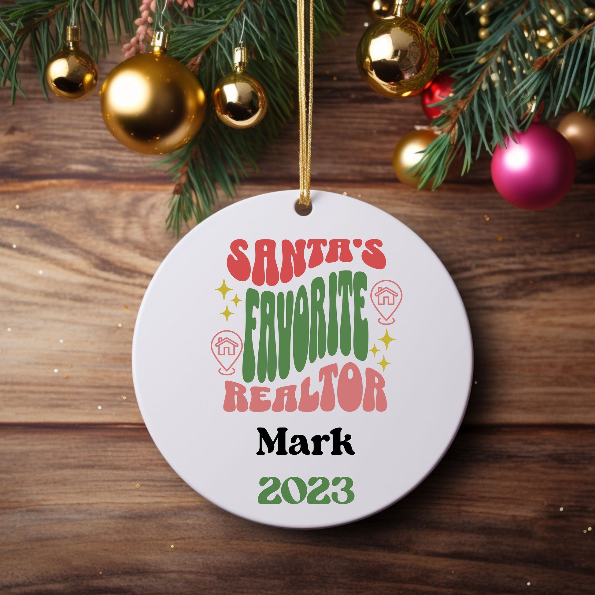 Personalized Santa's Favorite Realtor Ornament