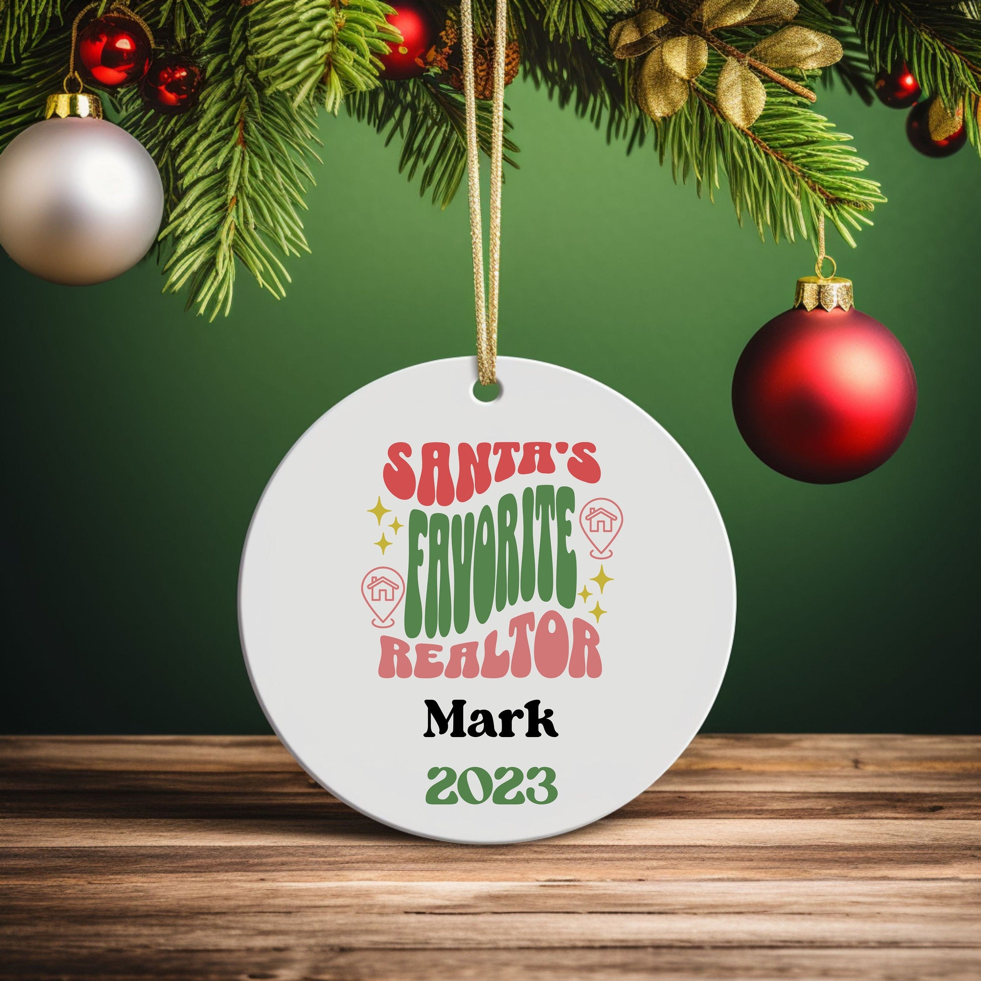 Personalized Santa's Favorite Realtor Ornament