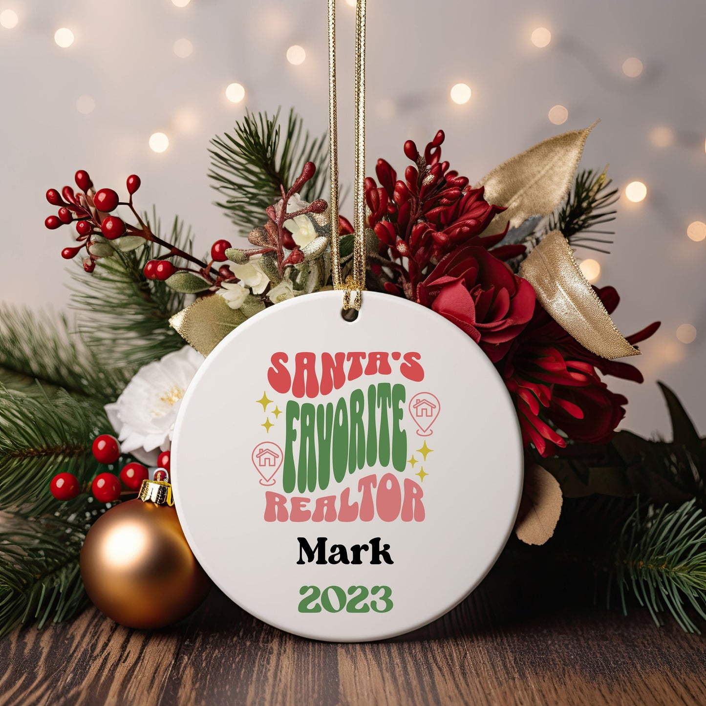 Personalized Santa's Favorite Realtor Ornament