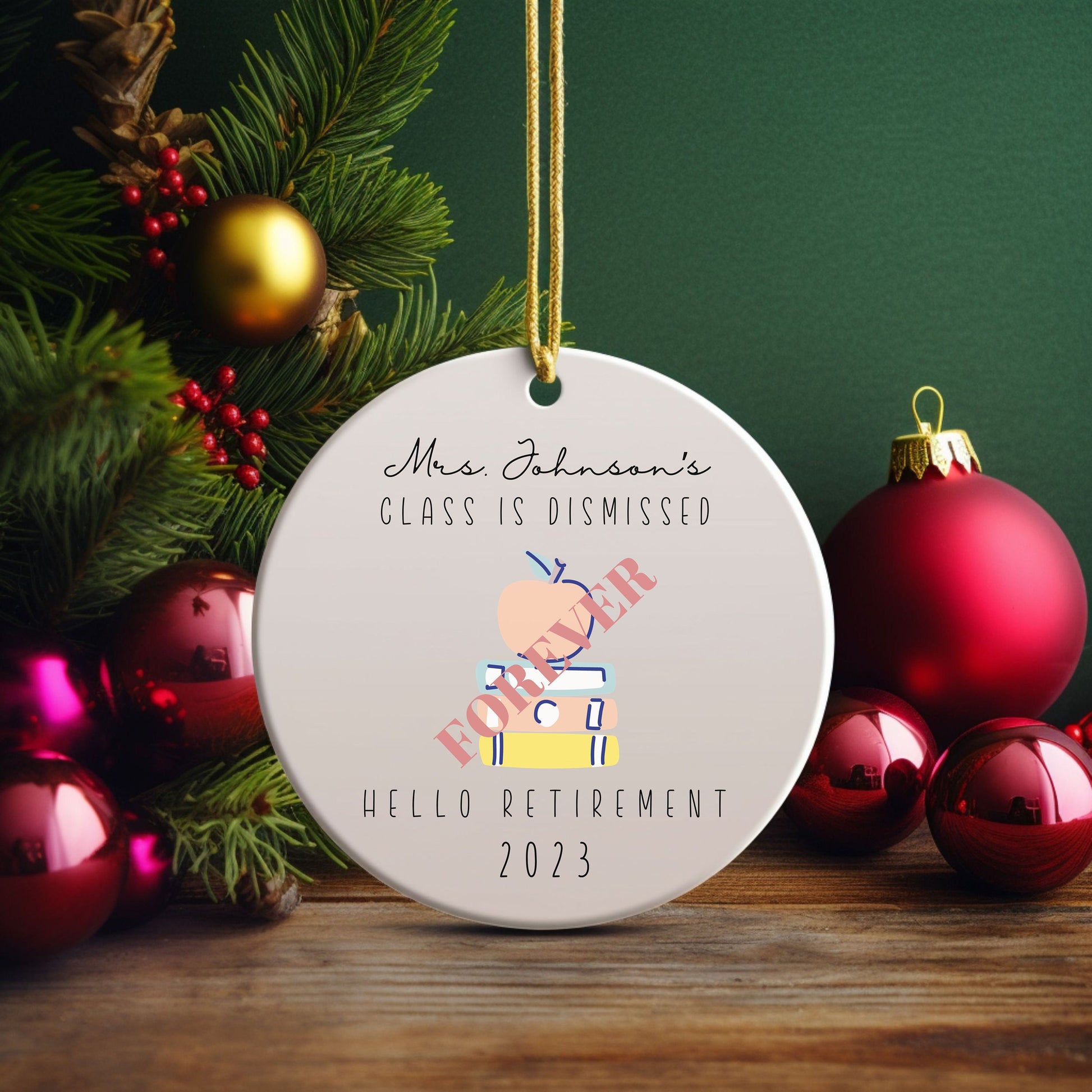 Personalized Teacher Retirement Ornament, Retirement Teacher, Teacher Gift, Teacher Appreciation, 2024 ornaments, teacher keepsake