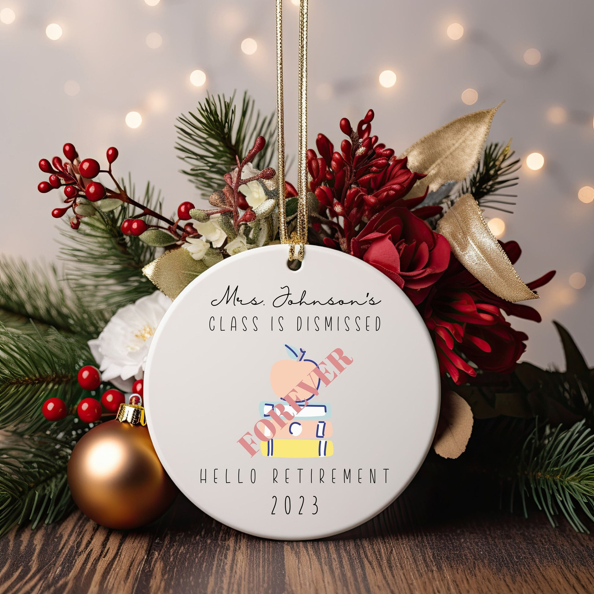 Personalized Teacher Retirement Ornament, Retirement Teacher, Teacher Gift, Teacher Appreciation, 2024 ornaments, teacher keepsake