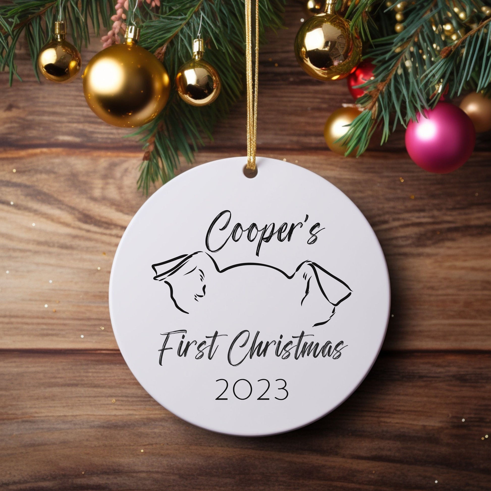 Custom Puppy's First Christmas Ornament