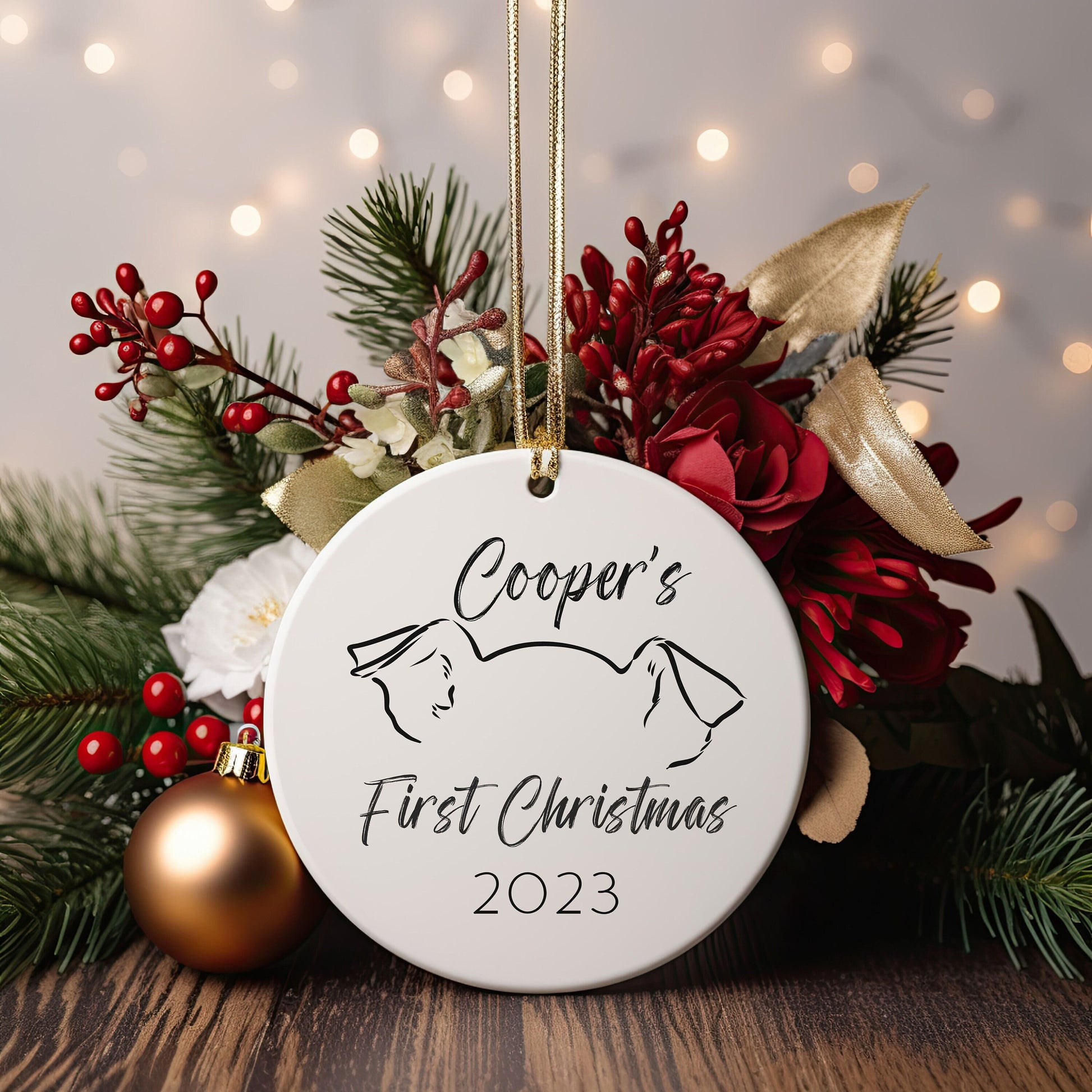 Custom Puppy's First Christmas Ornament