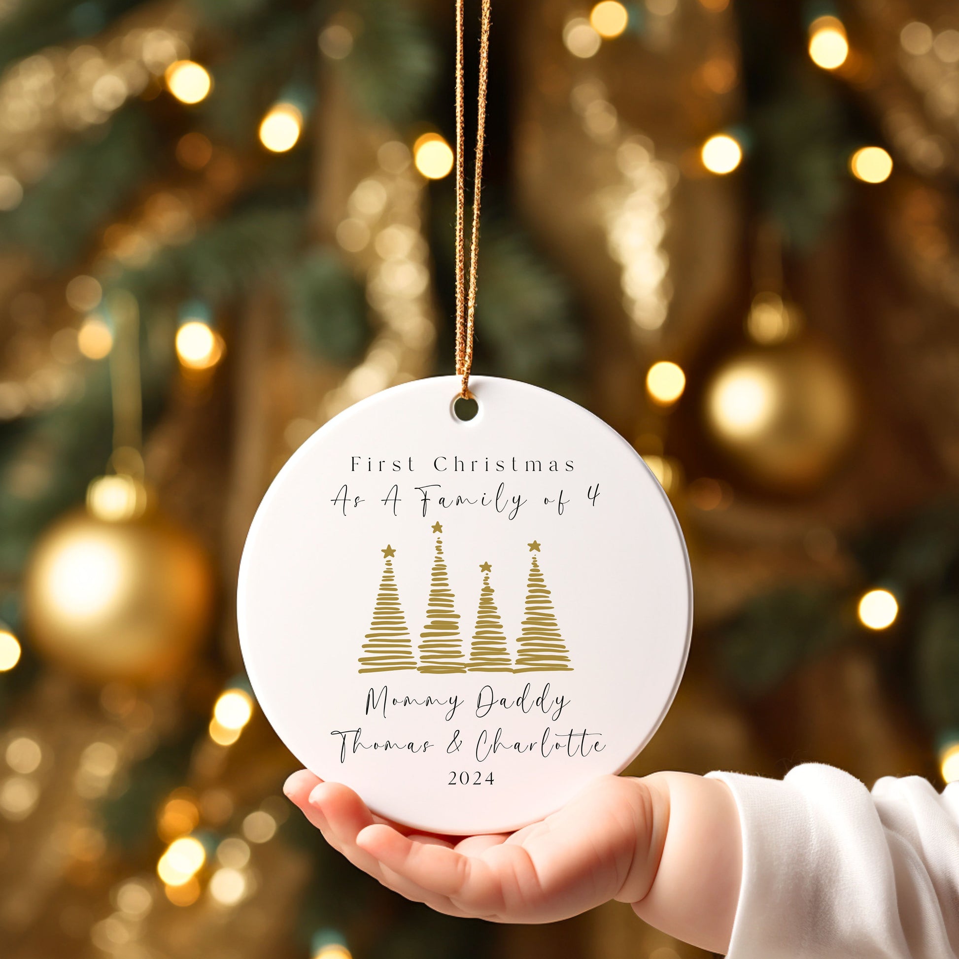 First Christmas As A Family of 4, New Baby In The Family, Family of 4 Christmas, Family Christmas Ornament, Personalized Family Ornament