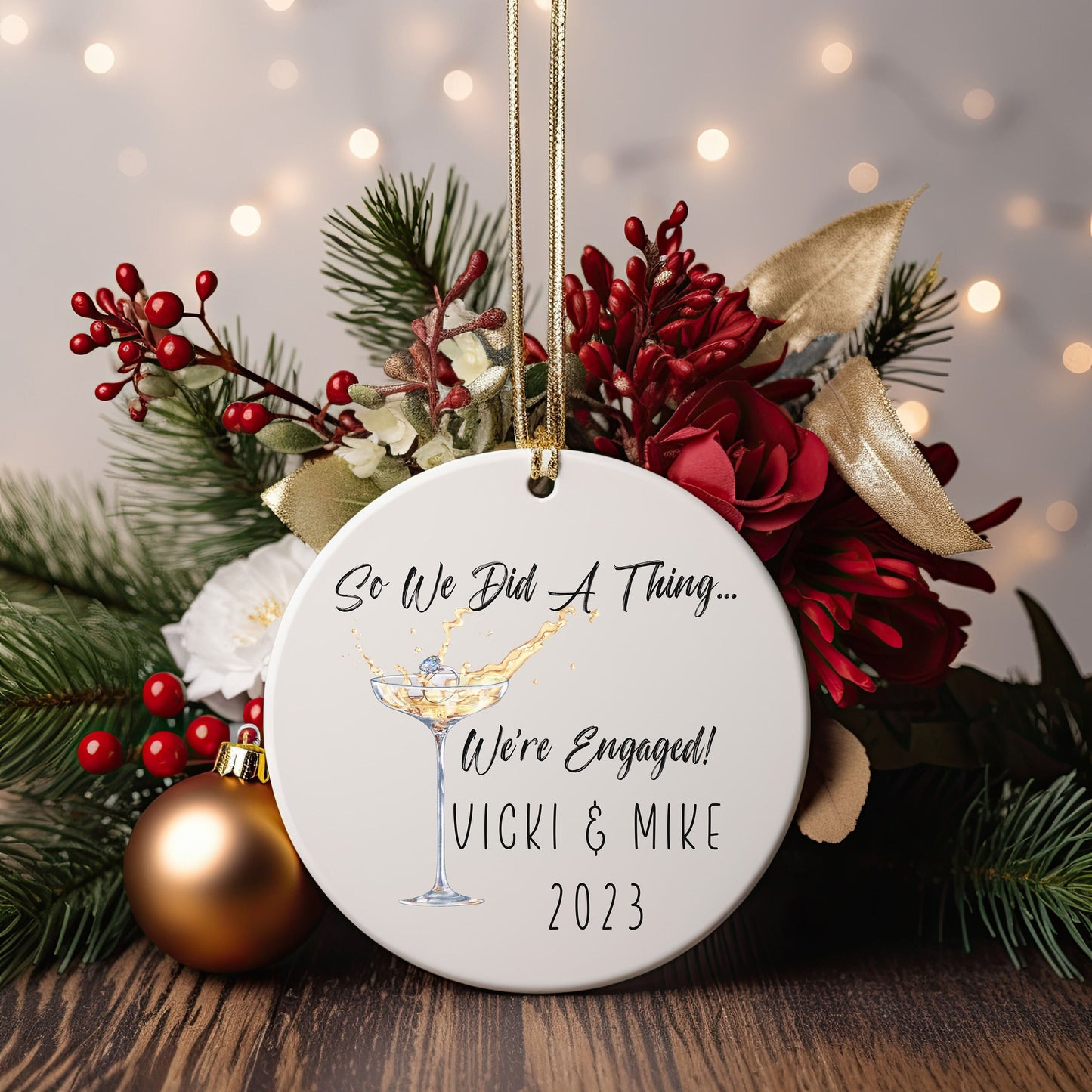 Personalized We're Engaged Ornament