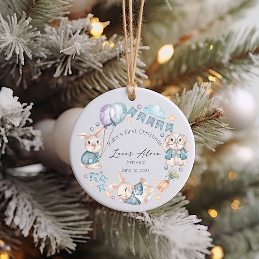 New Baby Boy Bunny Ornament