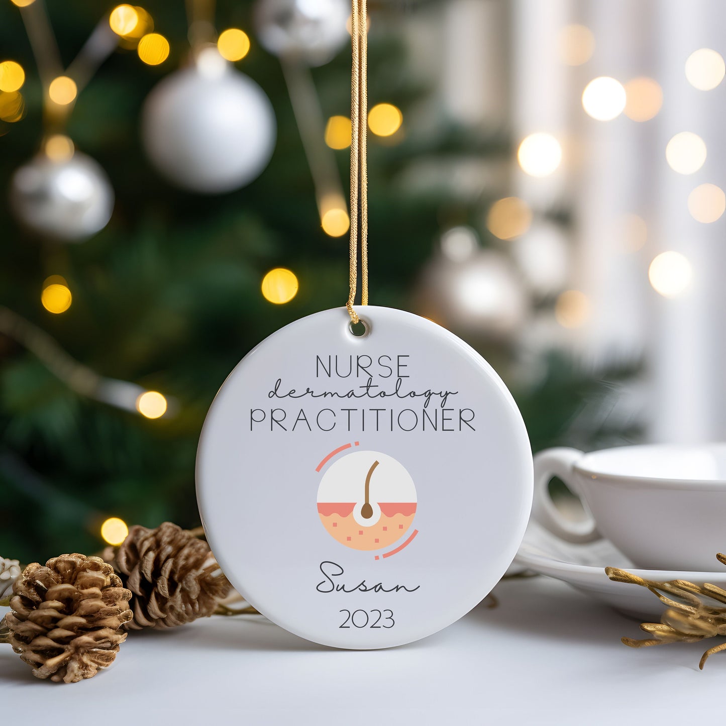 Personalized Dermatology Nurse Practitioner Ornament