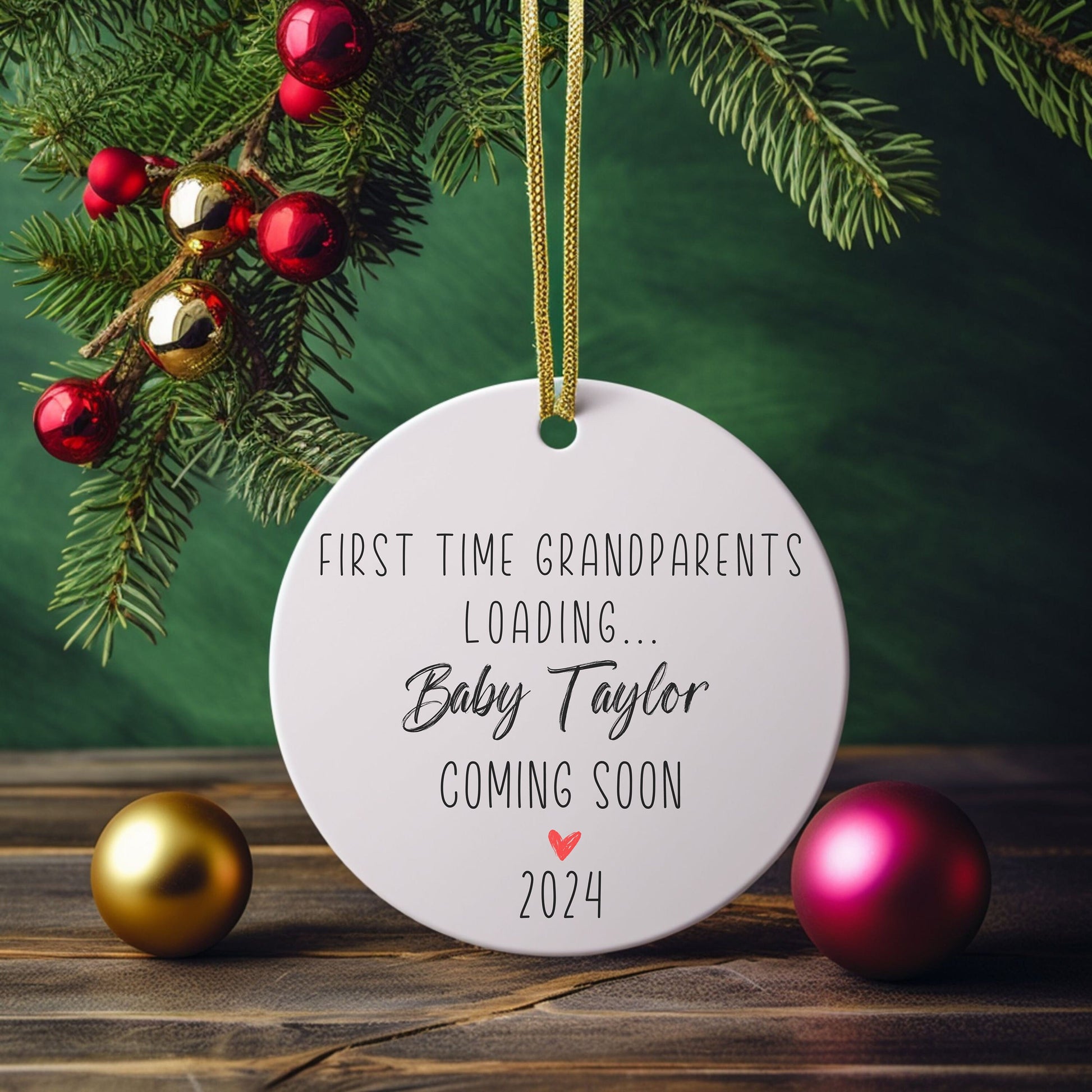 Personalized First Time Grandparents, Announcement Ornament, Pregnancy Reveal, gifted grandparents, Custom Baby Name, gifte-for grandparent