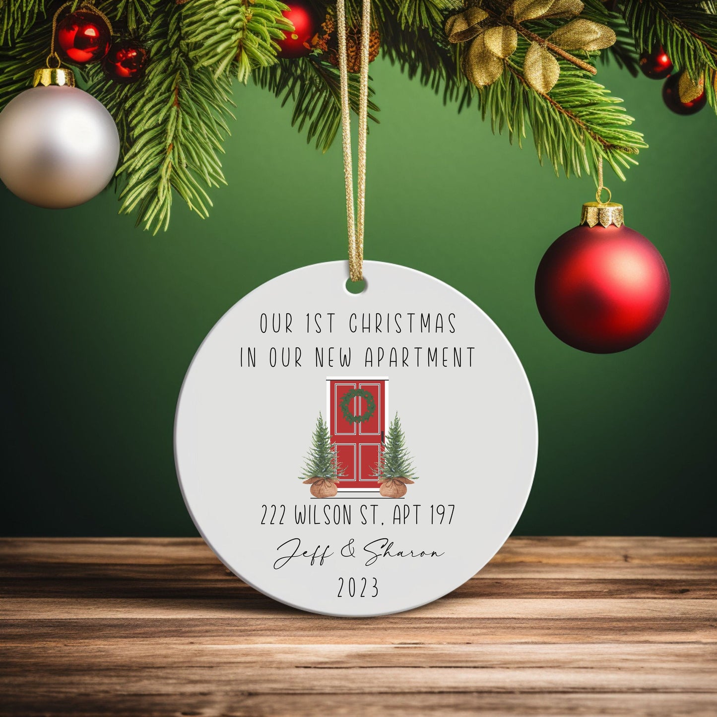 Personalized First Christmas in Apartment Ornament