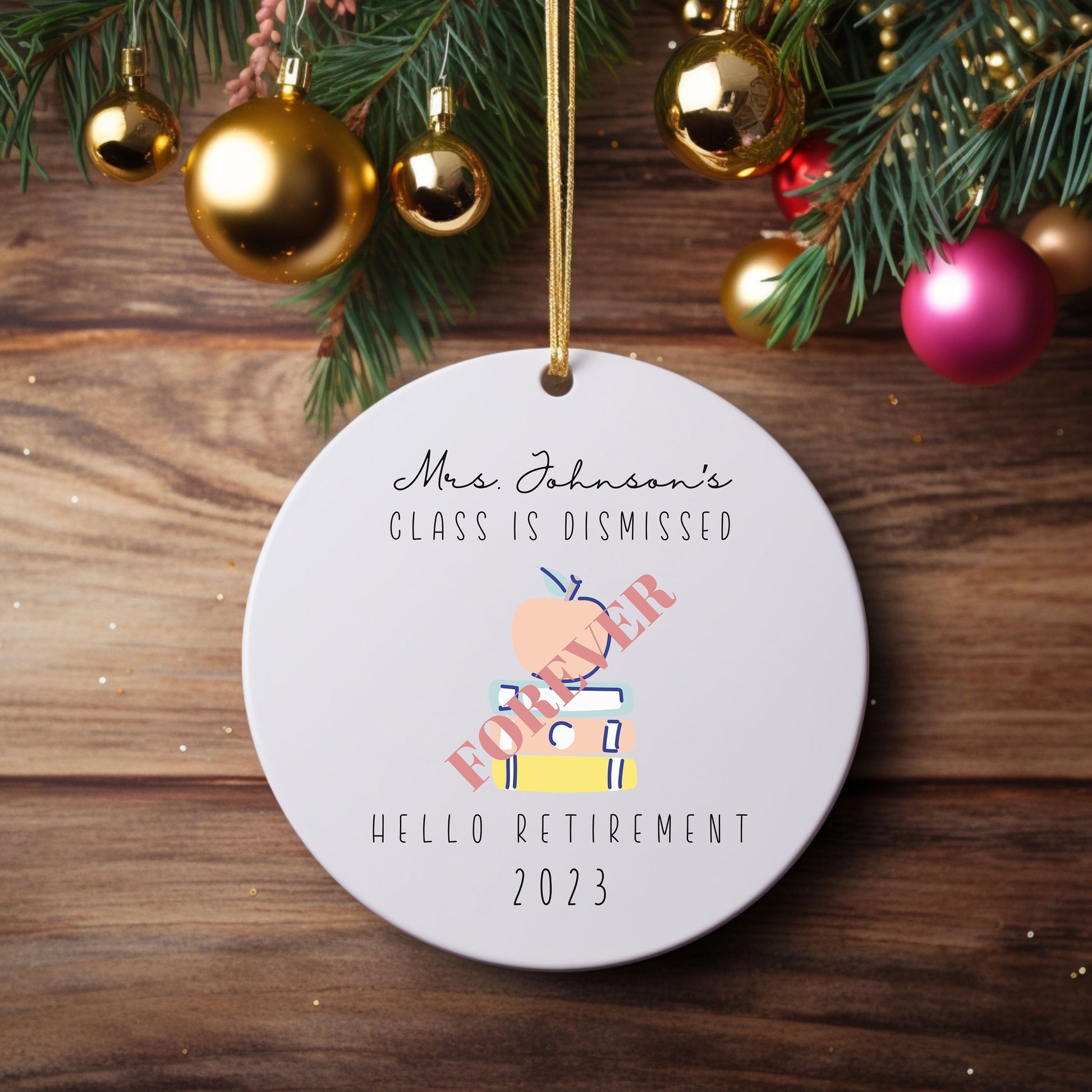 Personalized Teacher Retirement Ornament, Retirement Teacher, Teacher Gift, Teacher Appreciation, 2024 ornaments, teacher keepsake