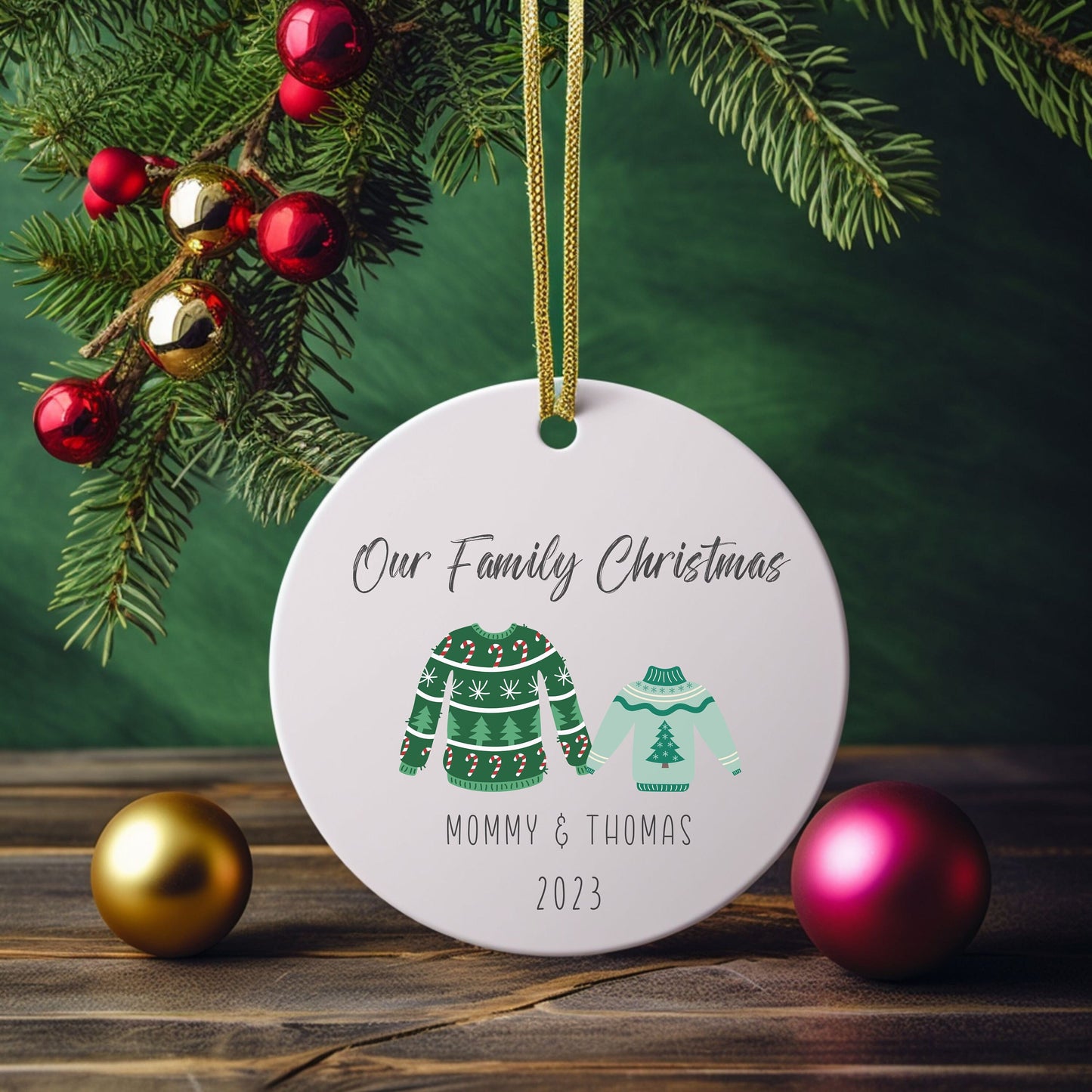 Personalized Family of Two Sweater Ornament