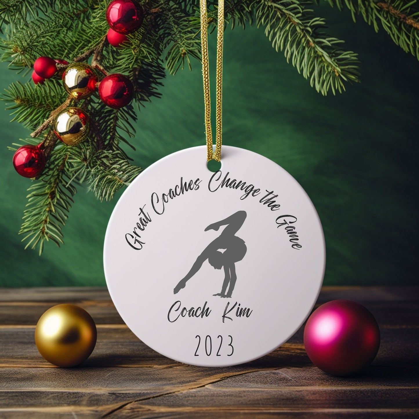 Personalized Gymnastics Coach Ornament, Gymnastics Coach Gift, gymnastics gift, Sports Ornament, custom ornament, Personalized Gift