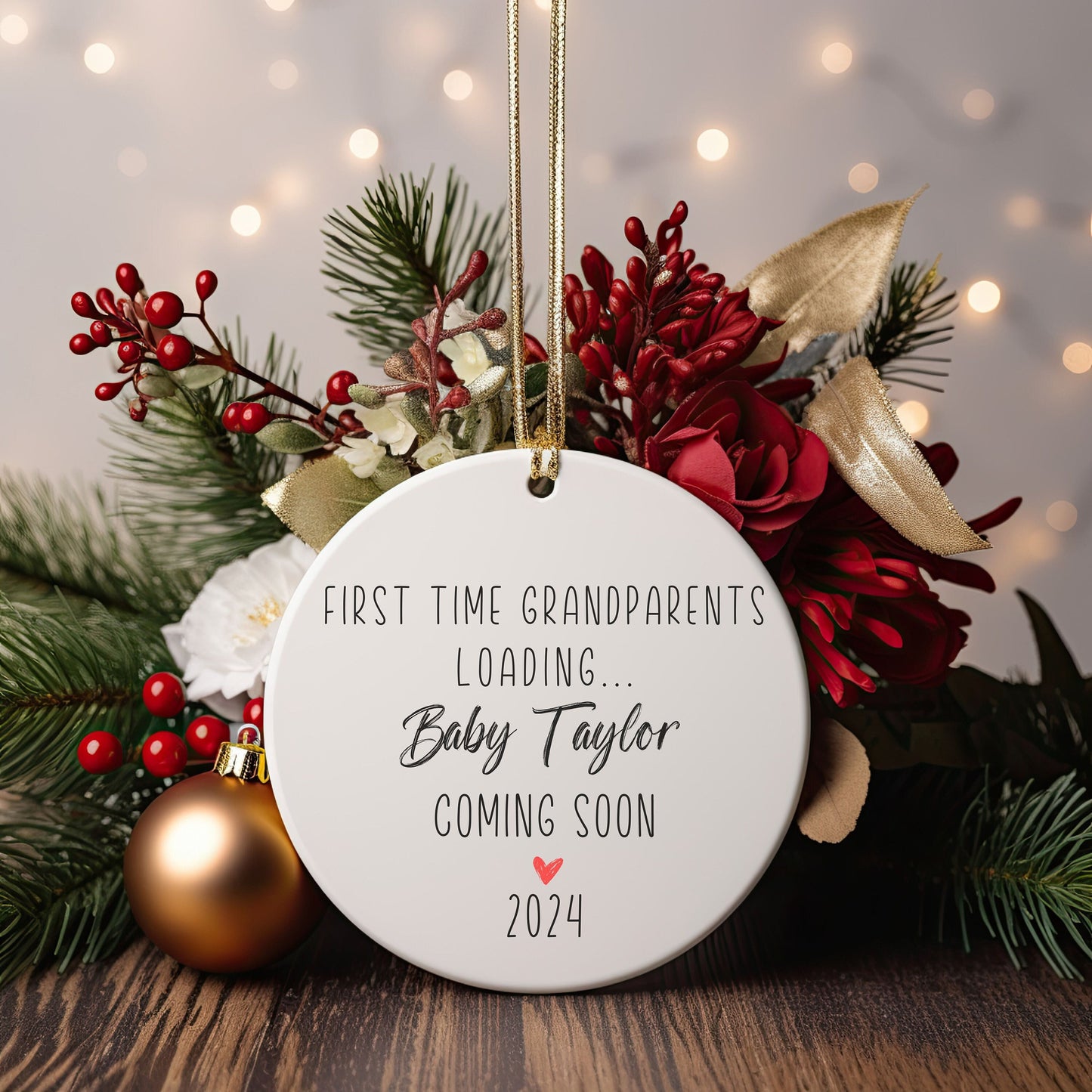 Personalized First Time Grandparents, Announcement Ornament, Pregnancy Reveal, gifted grandparents, Custom Baby Name, gifte-for grandparent