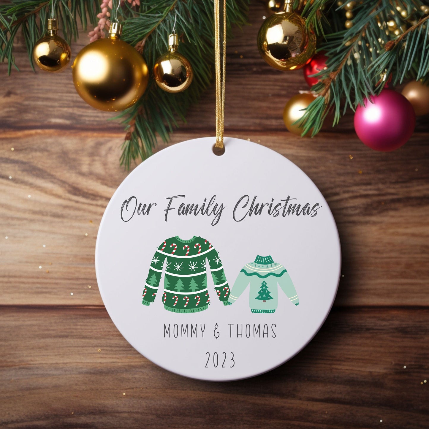 Personalized Family of Two Sweater Ornament