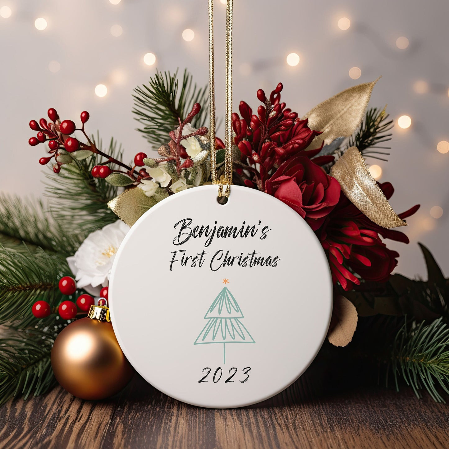 Baby's First Christmas Ornament, Personalized Ornament, New Baby Gift, baby gift, Birth Announcement, baby name, Modern ornament