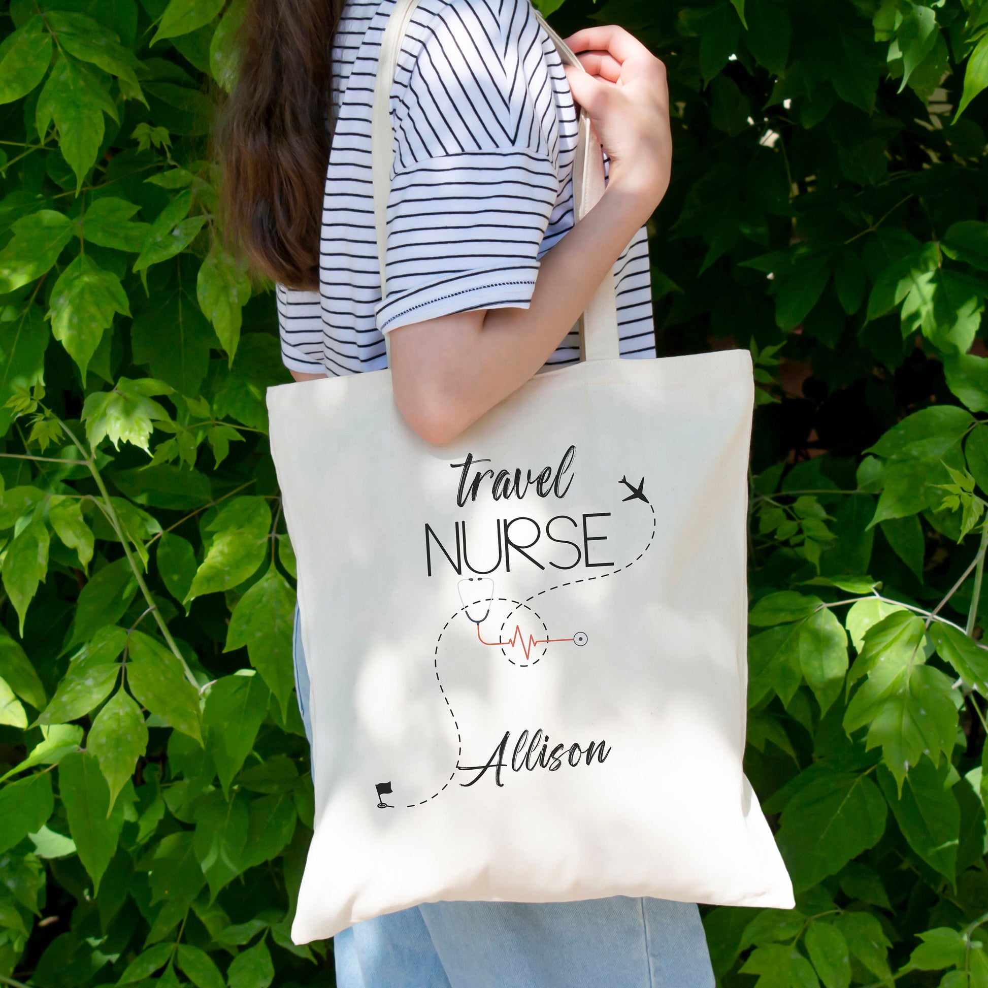 Personalized Travel Nurse Tote Bag, Nurse Tote Bag, Travel Nurse Gifts, Nurse Gifts, Travel Nurse, Traveling Nurse Gift, custom tote