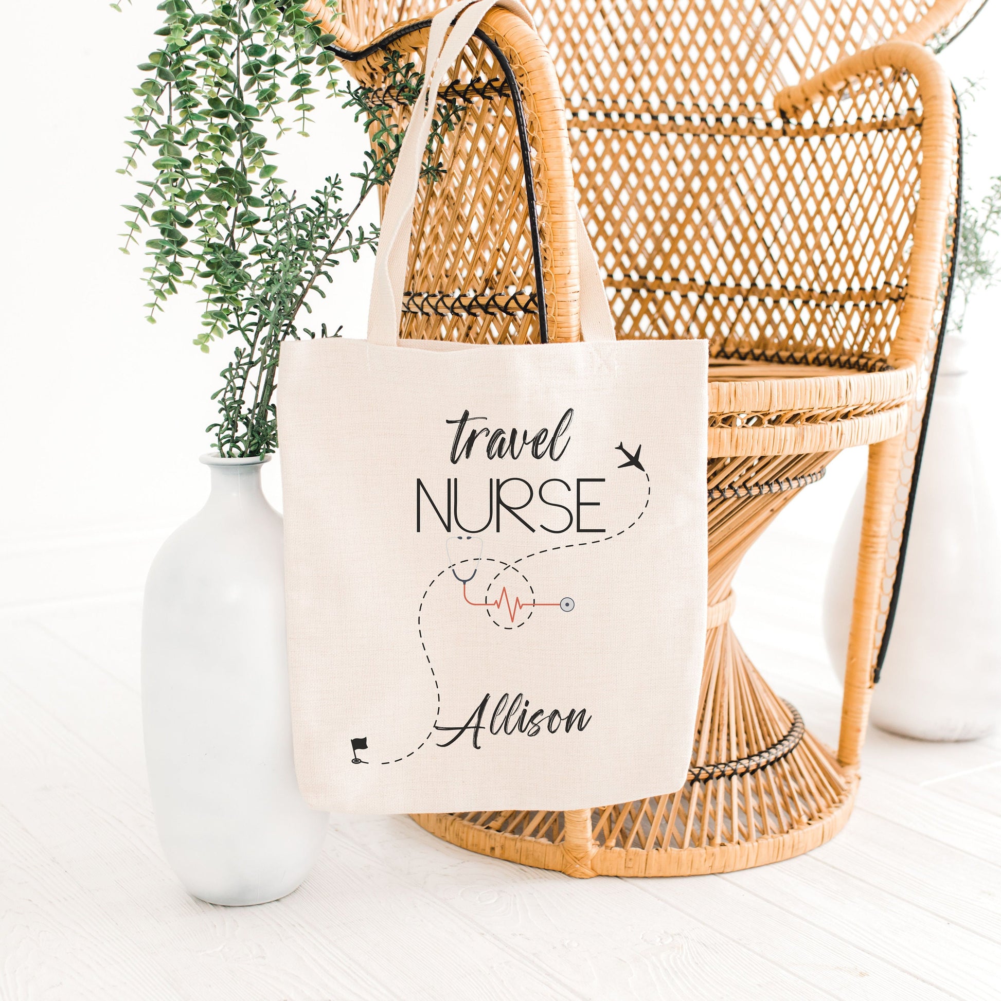 Personalized Travel Nurse Tote Bag, Nurse Tote Bag, Travel Nurse Gifts, Nurse Gifts, Travel Nurse, Traveling Nurse Gift, custom tote