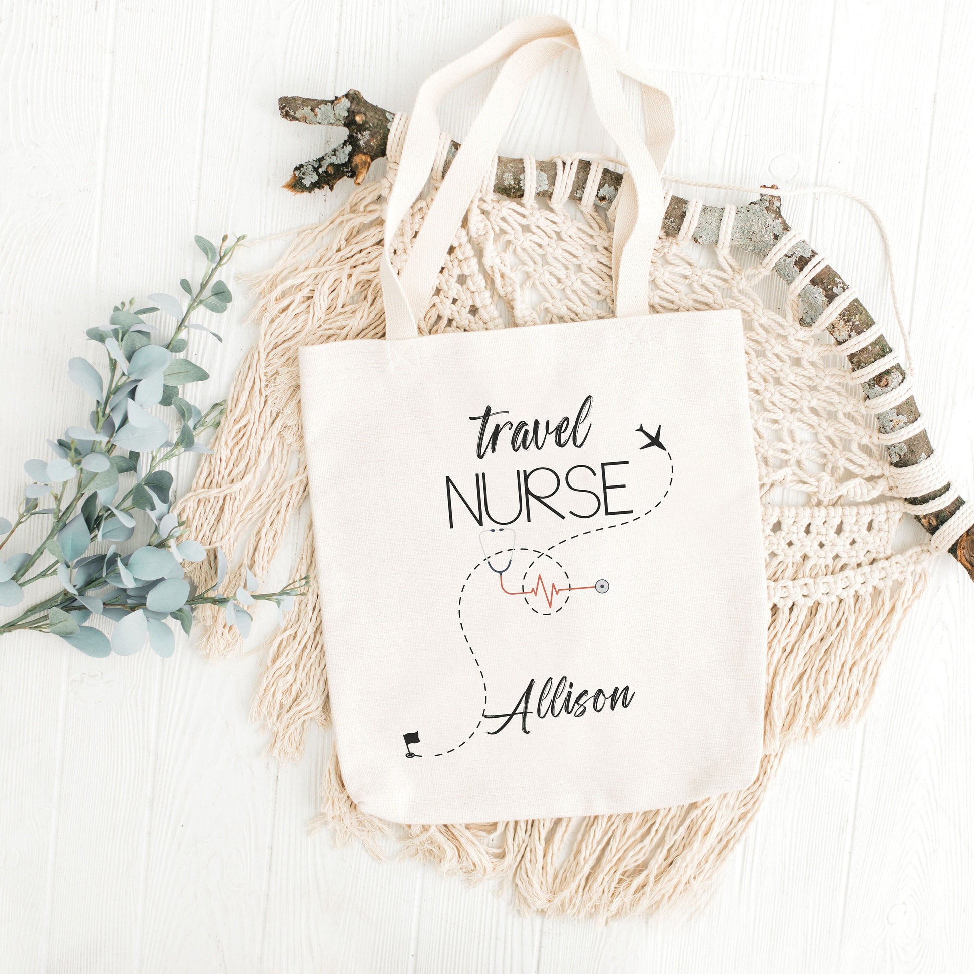 Personalized Travel Nurse Tote Bag, Nurse Tote Bag, Travel Nurse Gifts, Nurse Gifts, Travel Nurse, Traveling Nurse Gift, custom tote