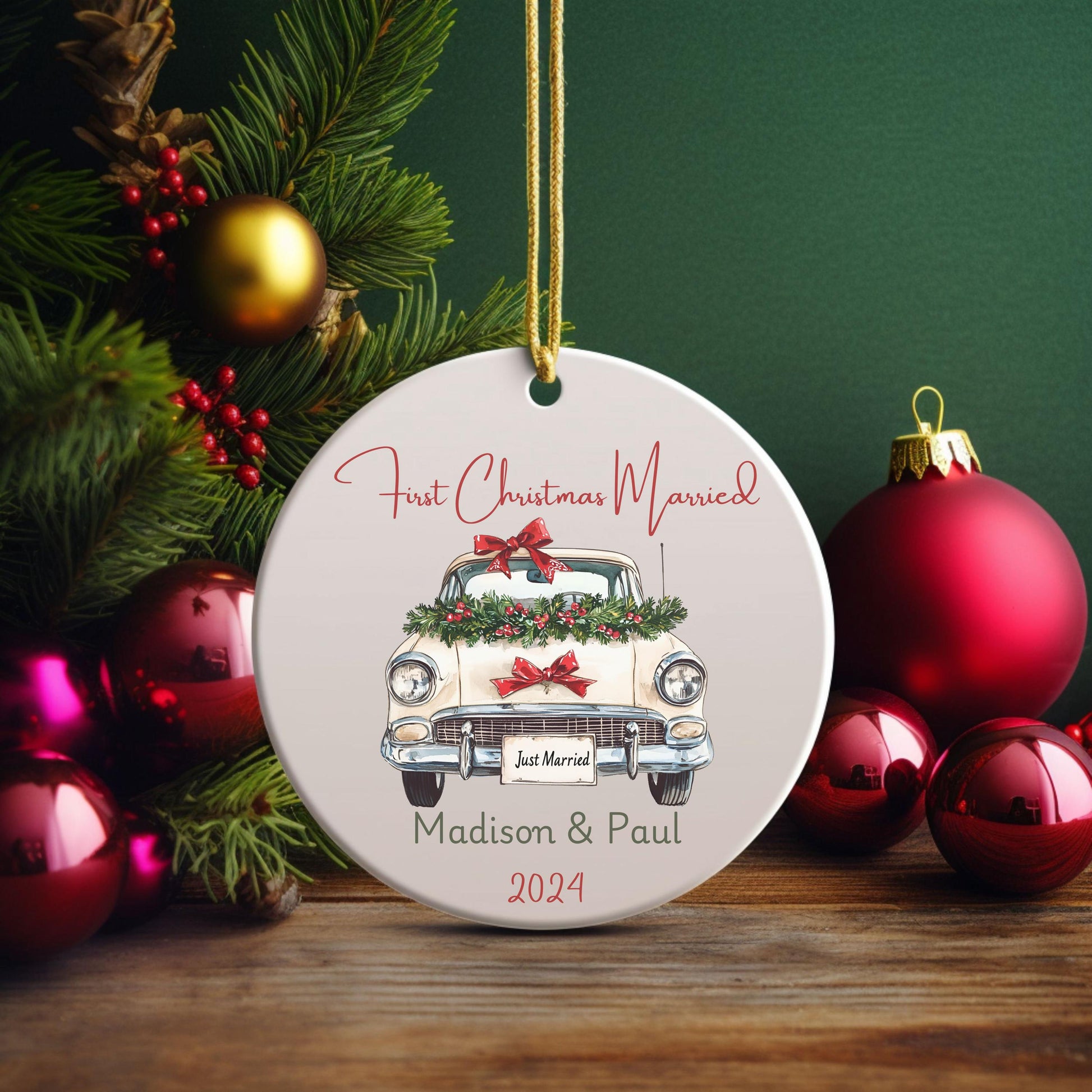 First Christmas Married Ornament, Mr Mrs Ornament, Personalized Wedding Gift, Newlywed Christmas Gift, Our First Christmas Ornament