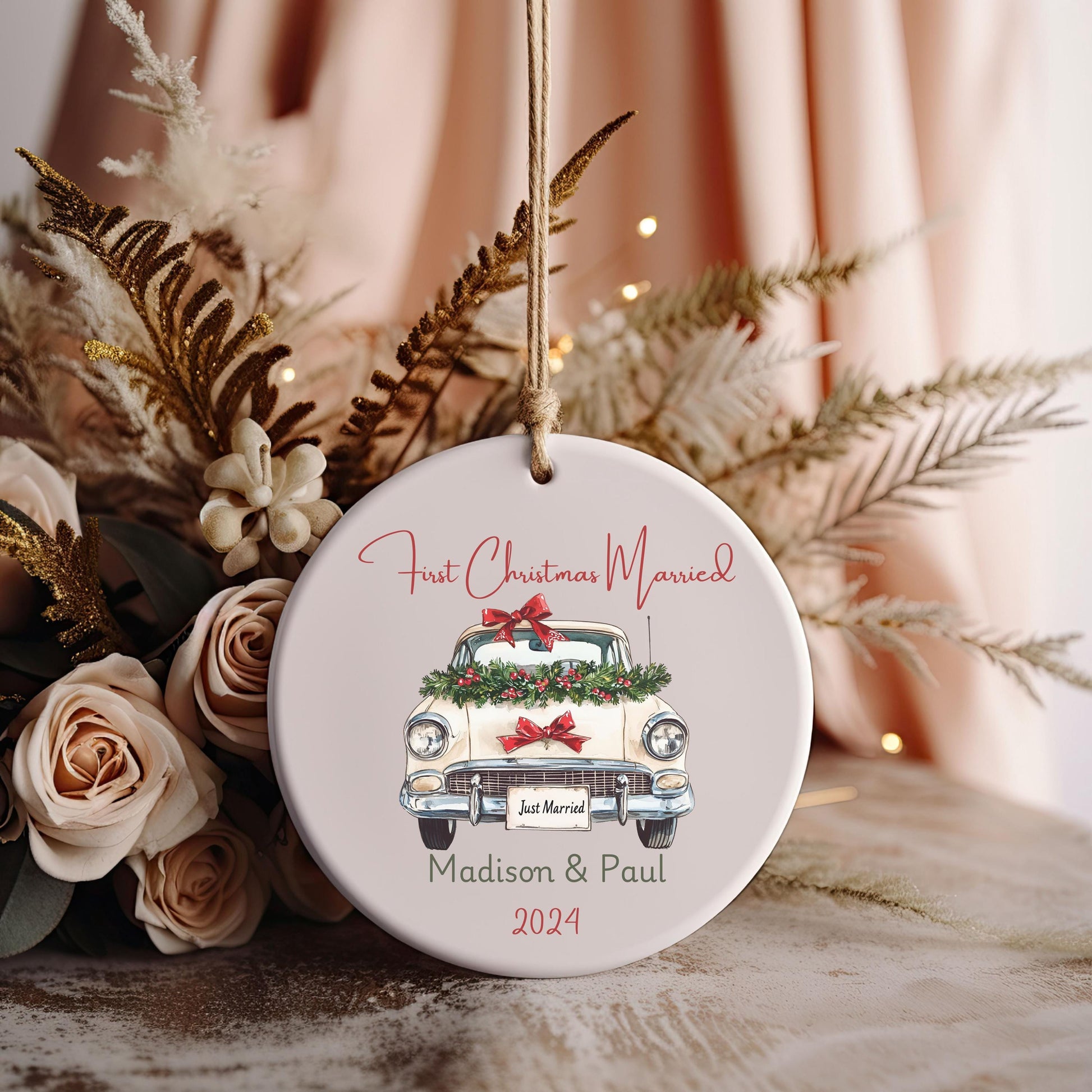 First Christmas Married Ornament, Mr Mrs Ornament, Personalized Wedding Gift, Newlywed Christmas Gift, Our First Christmas Ornament