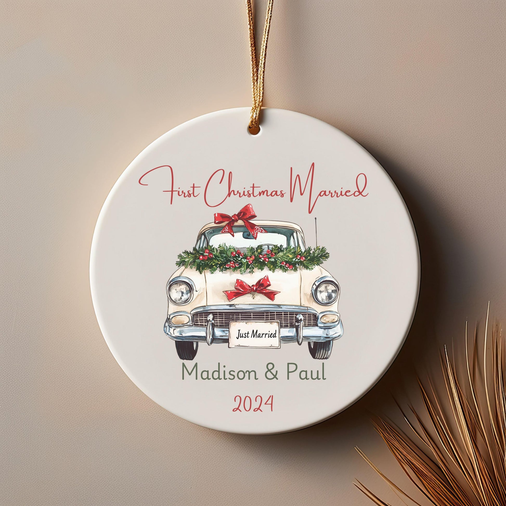 First Christmas Married Ornament, Mr Mrs Ornament, Personalized Wedding Gift, Newlywed Christmas Gift, Our First Christmas Ornament