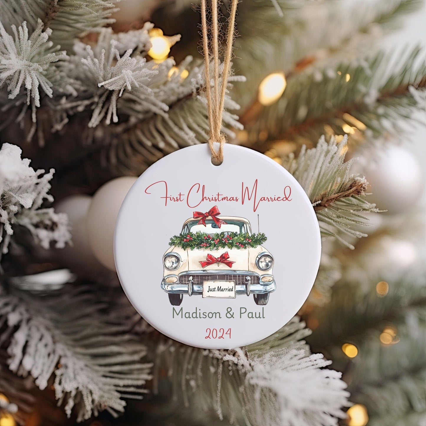 First Christmas Married Ornament, Mr Mrs Ornament, Personalized Wedding Gift, Newlywed Christmas Gift, Our First Christmas Ornament