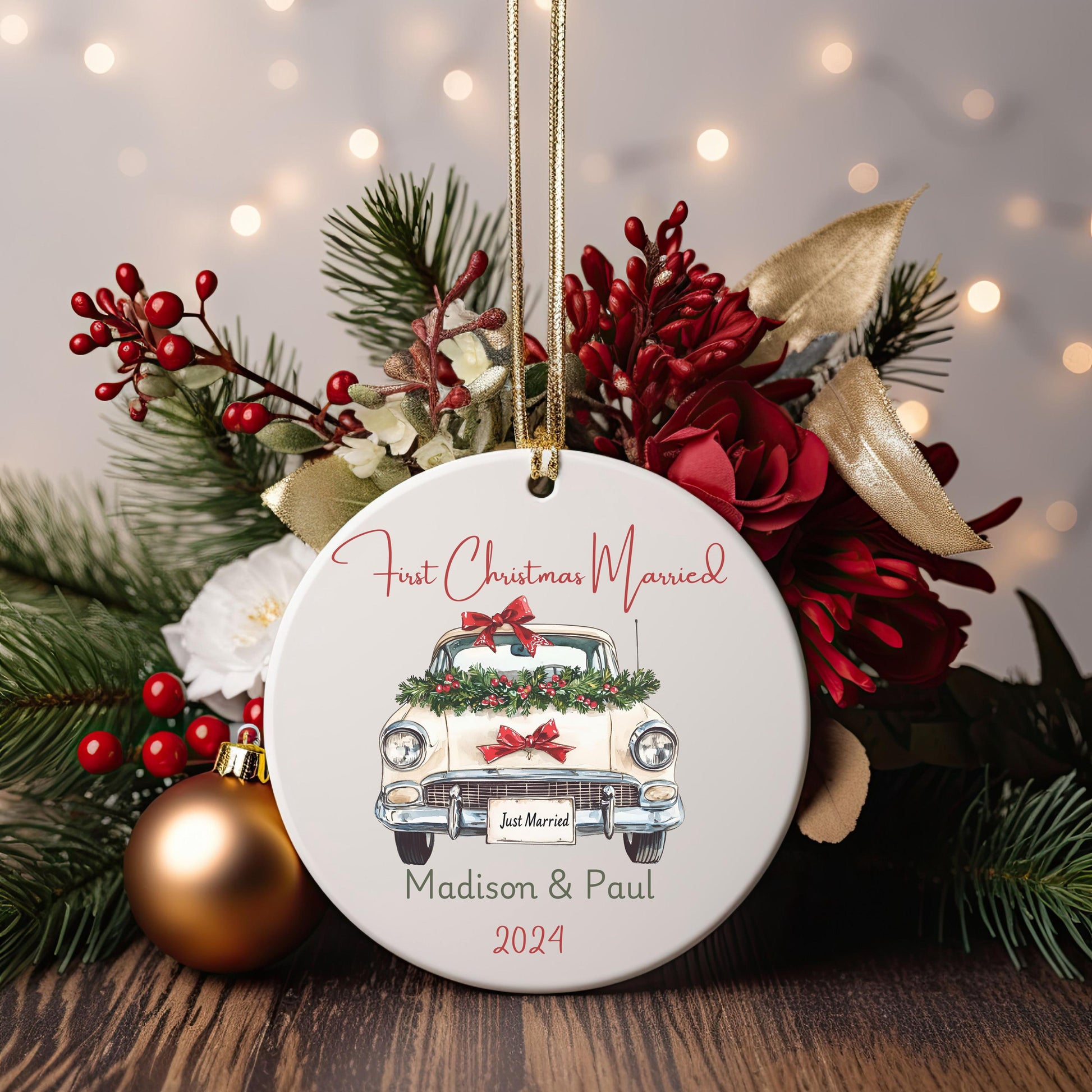 First Christmas Married Ornament, Mr Mrs Ornament, Personalized Wedding Gift, Newlywed Christmas Gift, Our First Christmas Ornament