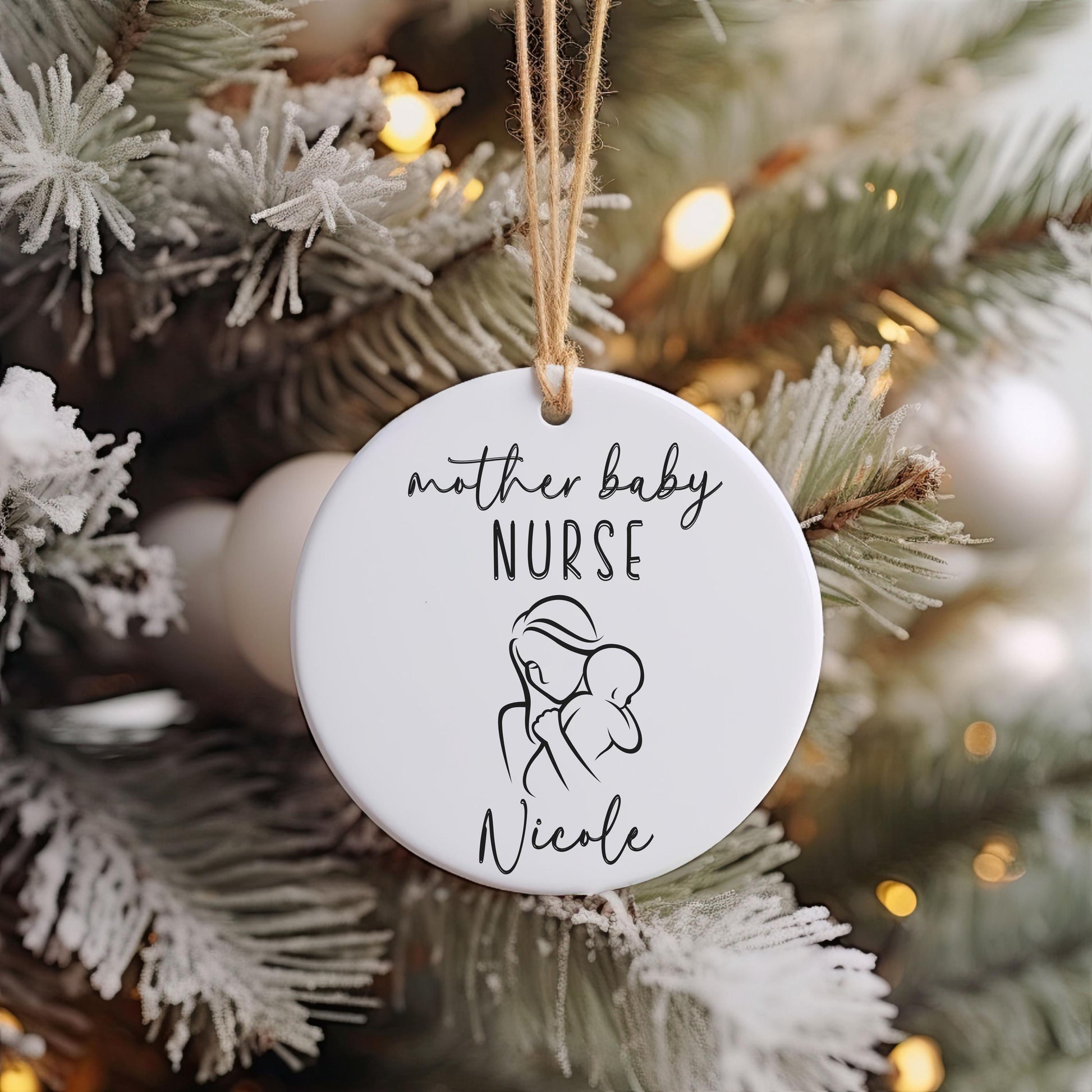 Personalized Mother Baby Nurse Ornament, Labor Delivery Nurse, Postpartum, RN Gift, Nursing Student, MBU, Mother Baby Unit