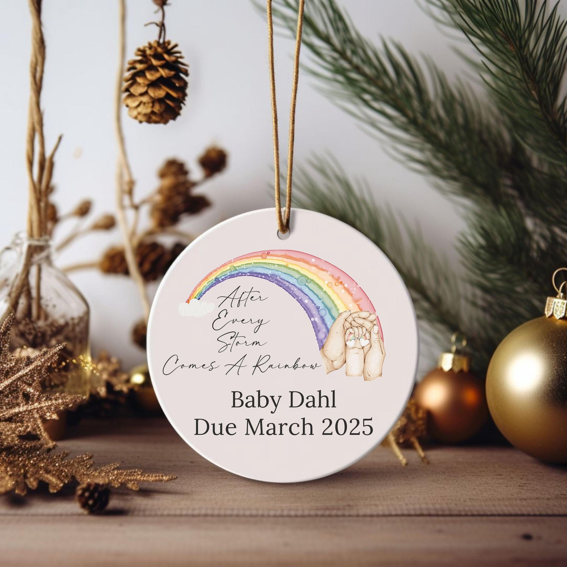 Personalized Rainbow Baby Ornament, Baby Announcement, Grandparent Gift, Baby Shower Gift, New Baby, Gender Neutral