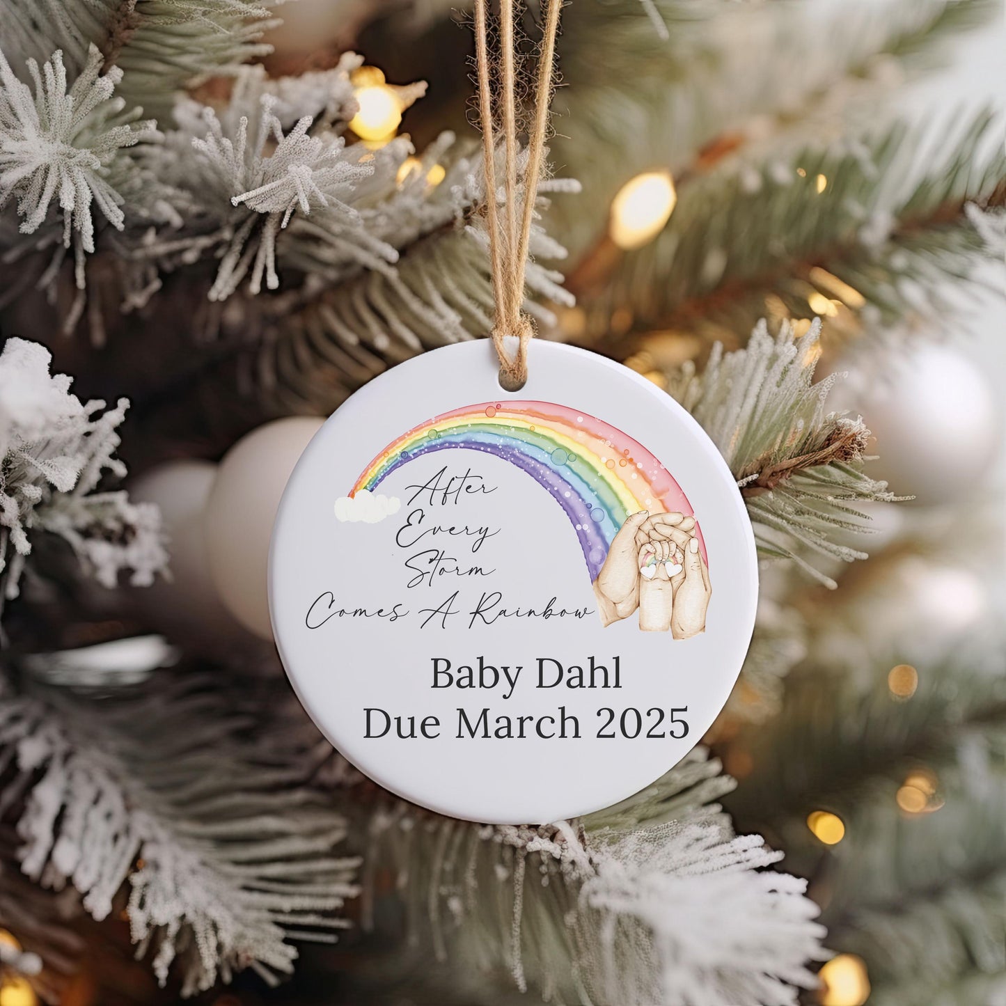 Personalized Rainbow Baby Ornament, Baby Announcement, Grandparent Gift, Baby Shower Gift, New Baby, Gender Neutral