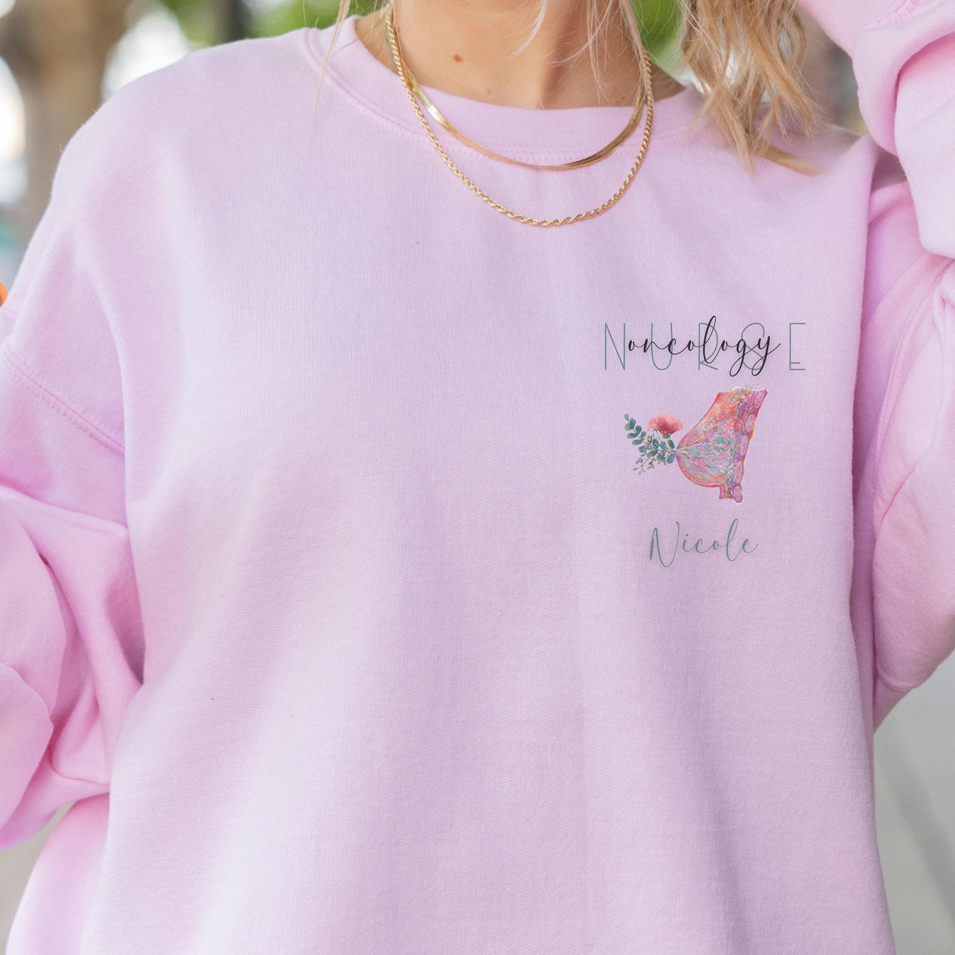 Personalized Oncology Nurse Sweatshirt, Breast Cancer, Oncology Nurse RN, ONC Nurse Crewneck Sweater, Hem Onc, Peds Onc, Nurse Practitioner