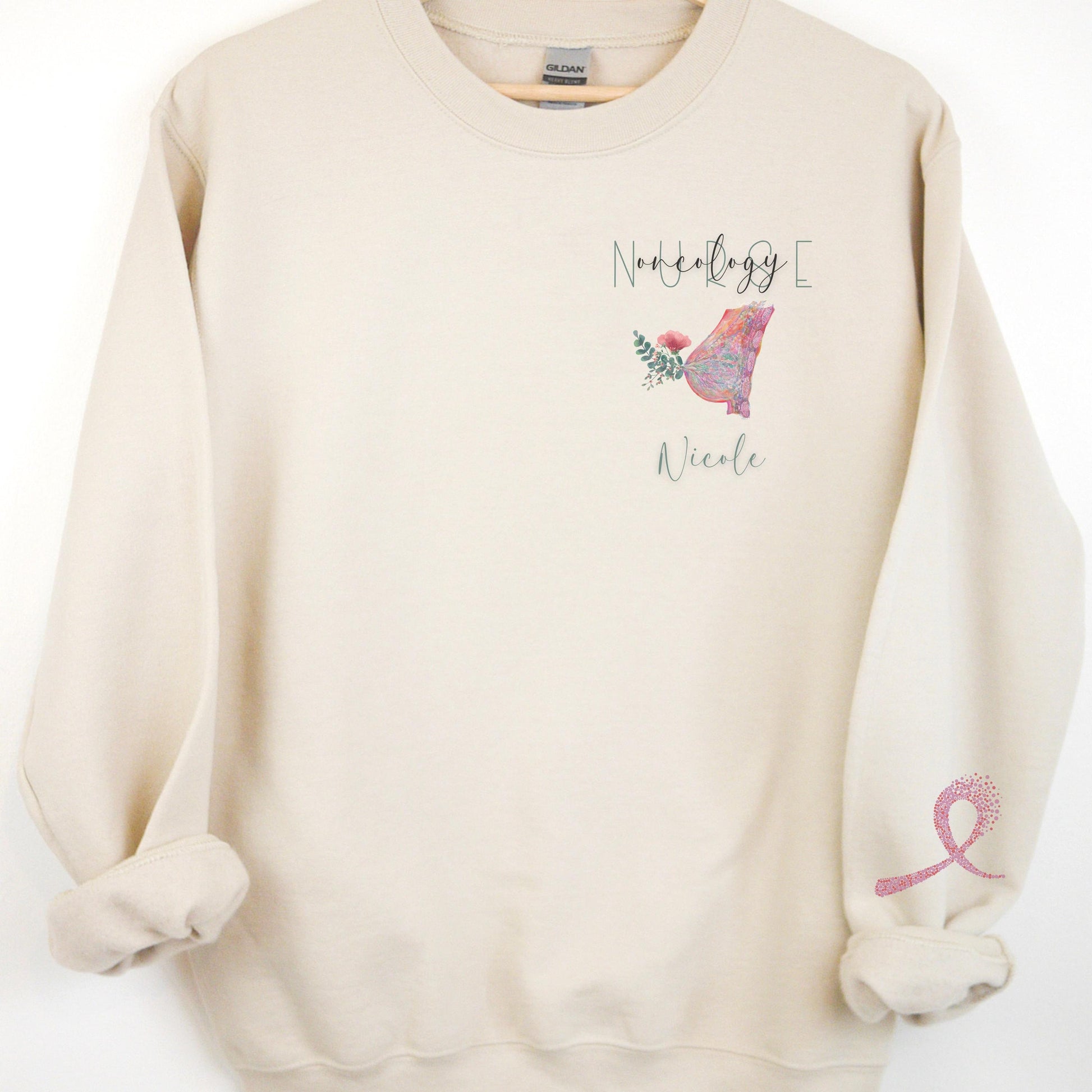 Personalized Oncology Nurse Sweatshirt, Breast Cancer, Oncology Nurse RN, ONC Nurse Crewneck Sweater, Hem Onc, Peds Onc, Nurse Practitioner