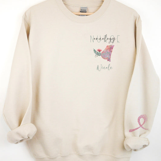 Personalized Oncology Nurse Sweatshirt, Breast Cancer, Oncology Nurse RN, ONC Nurse Crewneck Sweater, Hem Onc, Peds Onc, Nurse Practitioner