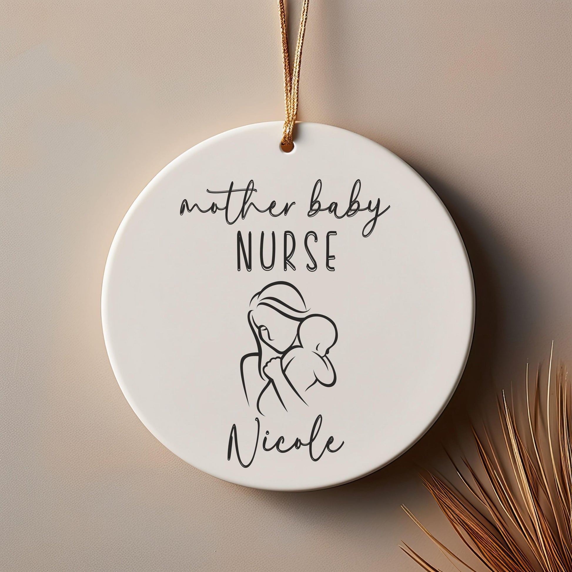 Personalized Mother Baby Nurse Ornament, Labor Delivery Nurse, Postpartum, RN Gift, Nursing Student, MBU, Mother Baby Unit