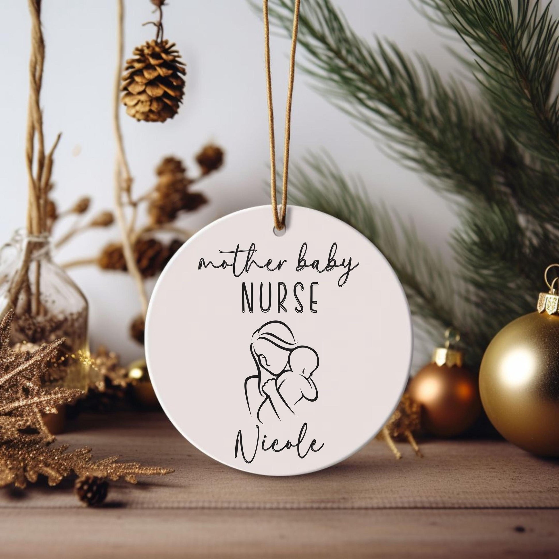 Personalized Mother Baby Nurse Ornament, Labor Delivery Nurse, Postpartum, RN Gift, Nursing Student, MBU, Mother Baby Unit