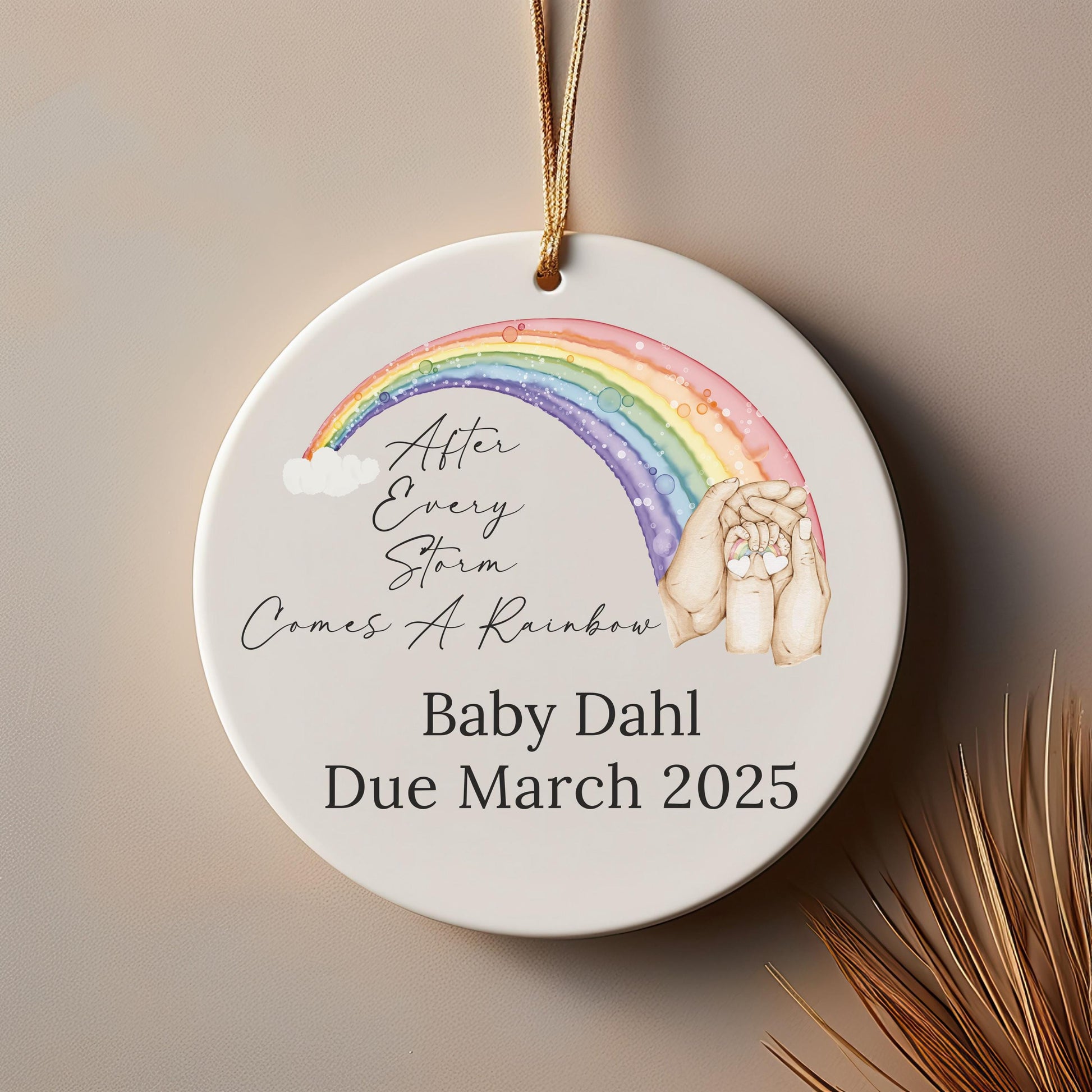 Personalized Rainbow Baby Ornament, Baby Announcement, Grandparent Gift, Baby Shower Gift, New Baby, Gender Neutral