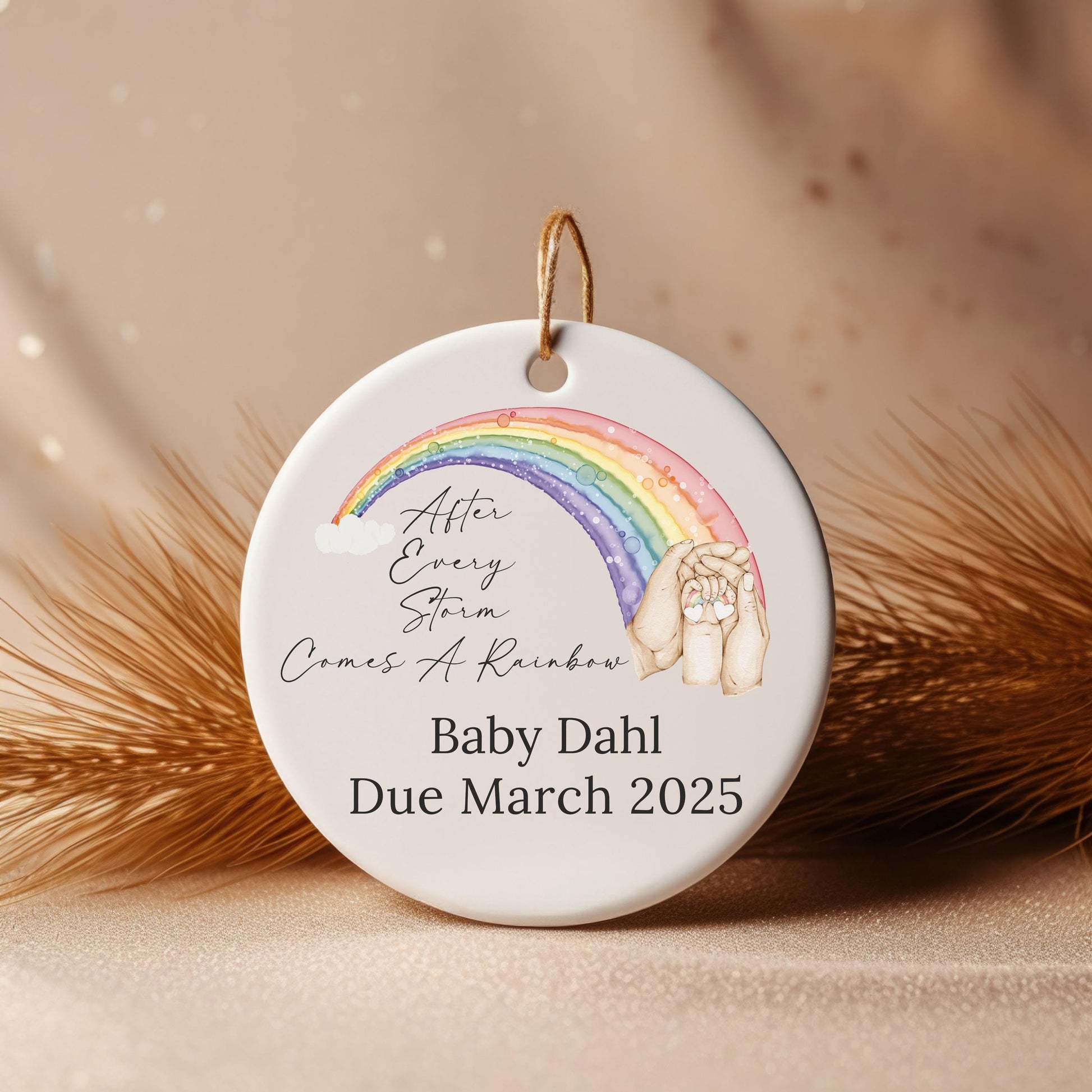 Personalized Rainbow Baby Ornament, Baby Announcement, Grandparent Gift, Baby Shower Gift, New Baby, Gender Neutral