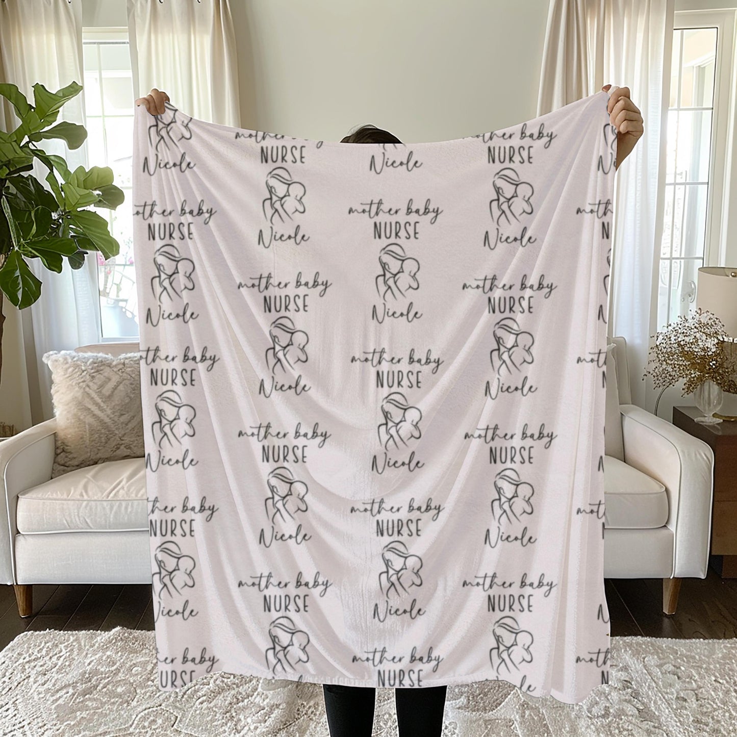 Personalized Mother Baby Nurse Blanket, Labor Delivery Nurse, Postpartum, RN Gift, Nursing Student, MBU, Mother Baby Unit, Custom Throw