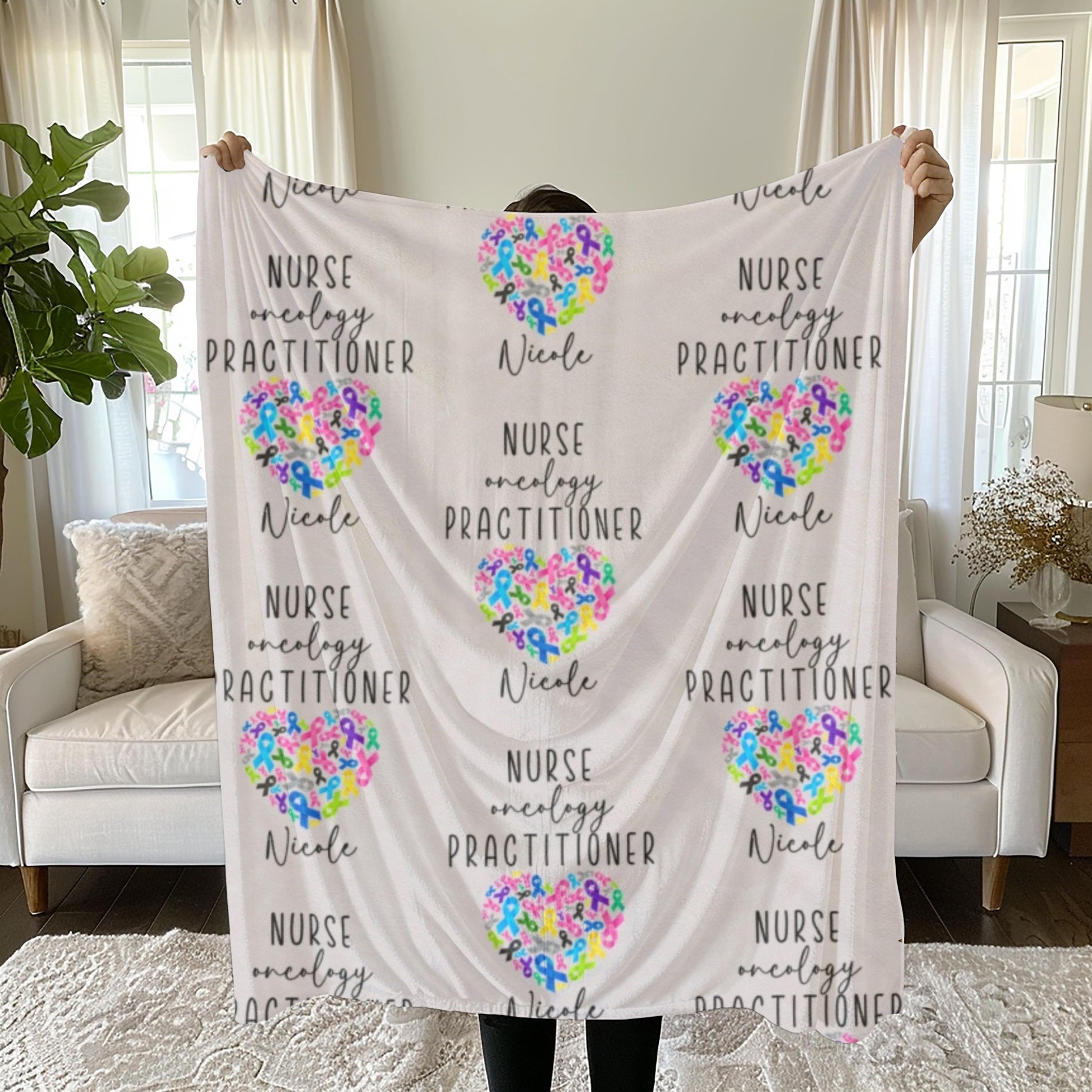 Personalized Oncology Nurse Practitioner Blanket, Oncology Nurse, Cancer, Cancer Awareness, Cancer Fighter, Cancer Gift, Nurse Appreciation